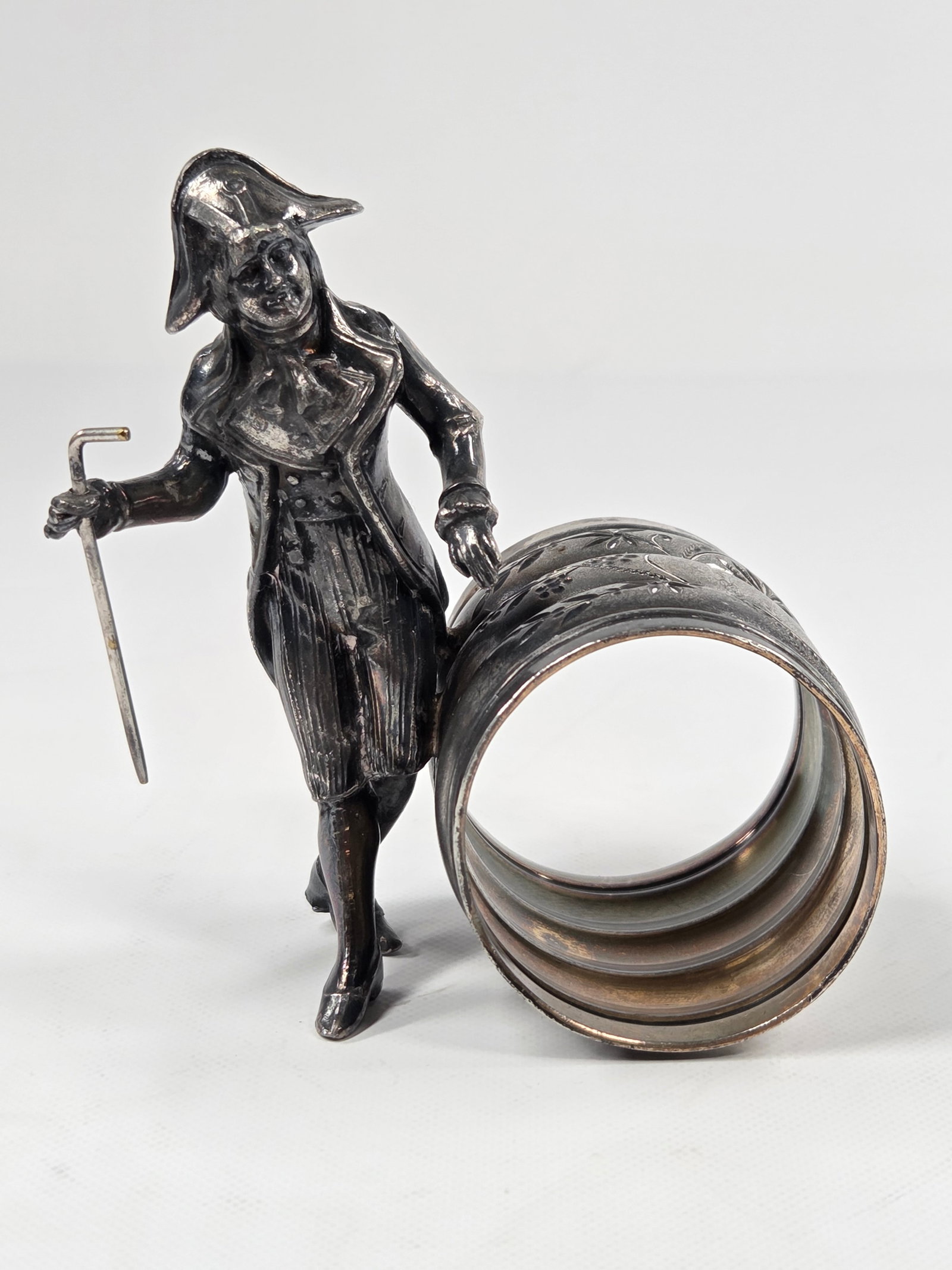 VICTORIAN ERA SILVERPLATE NAPKIN RING - MILITARY SOLDIER (1 of 6)