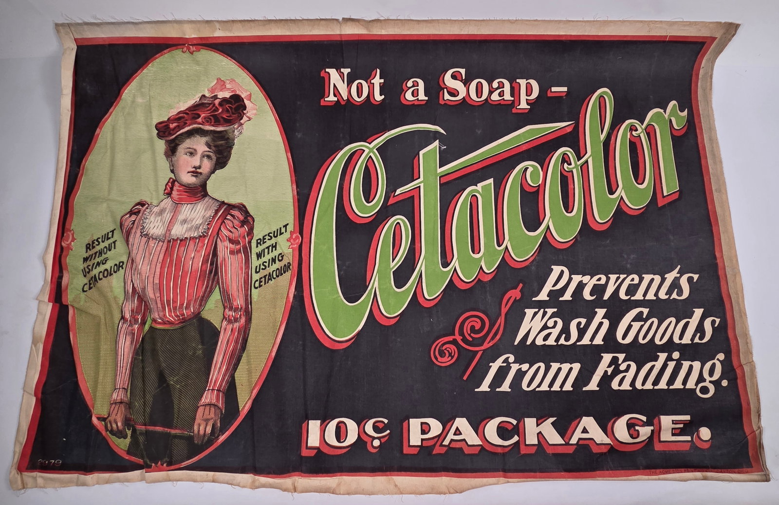 ANTIQUE CRETACOLOR CLOTH ADVERTISING BANNER (1 of 7)
