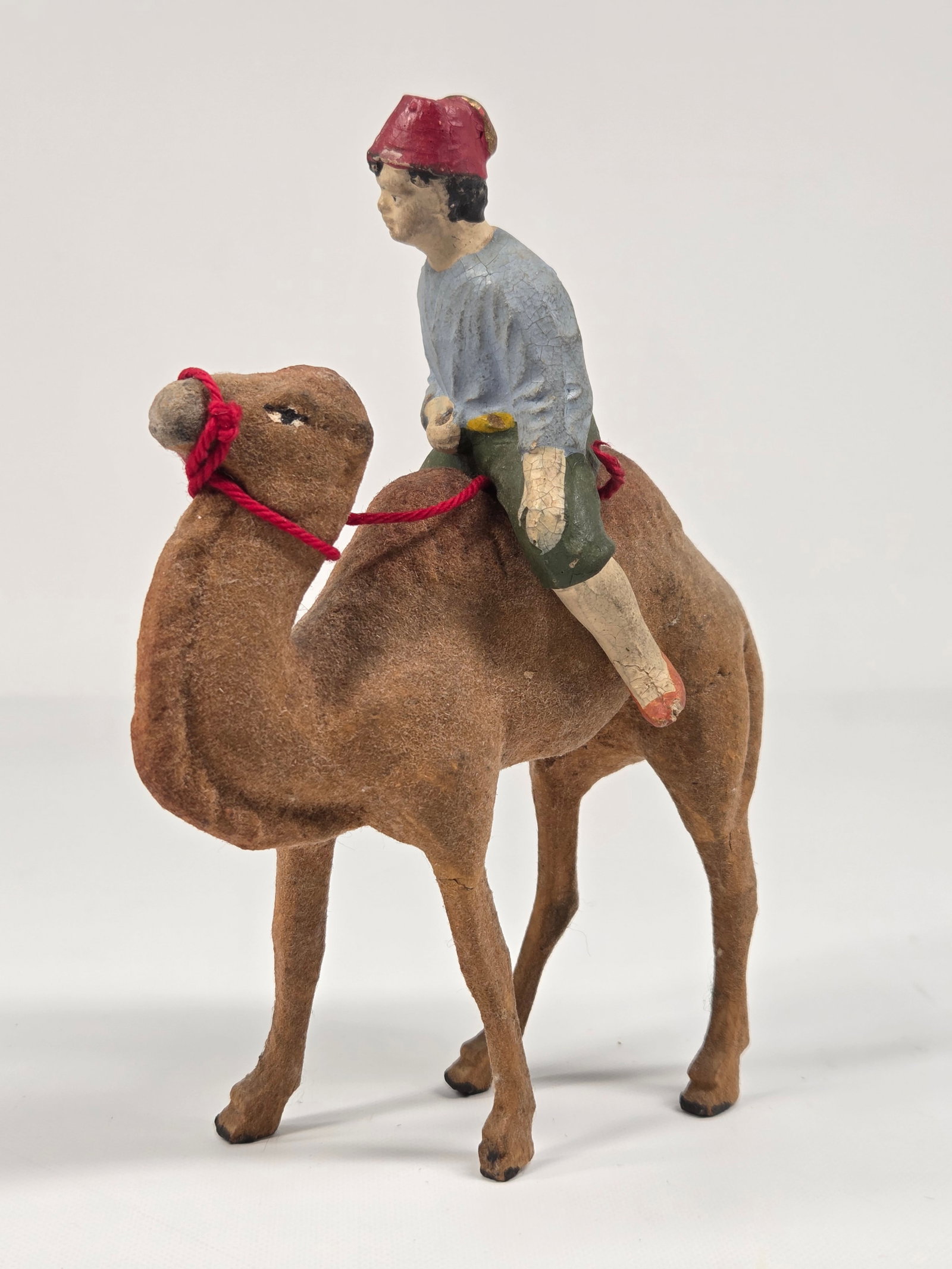 ANTIQUE GERMAN PUTZ FLOCKED COMPOSITION CAMEL W/ RIDER (1 of 6)