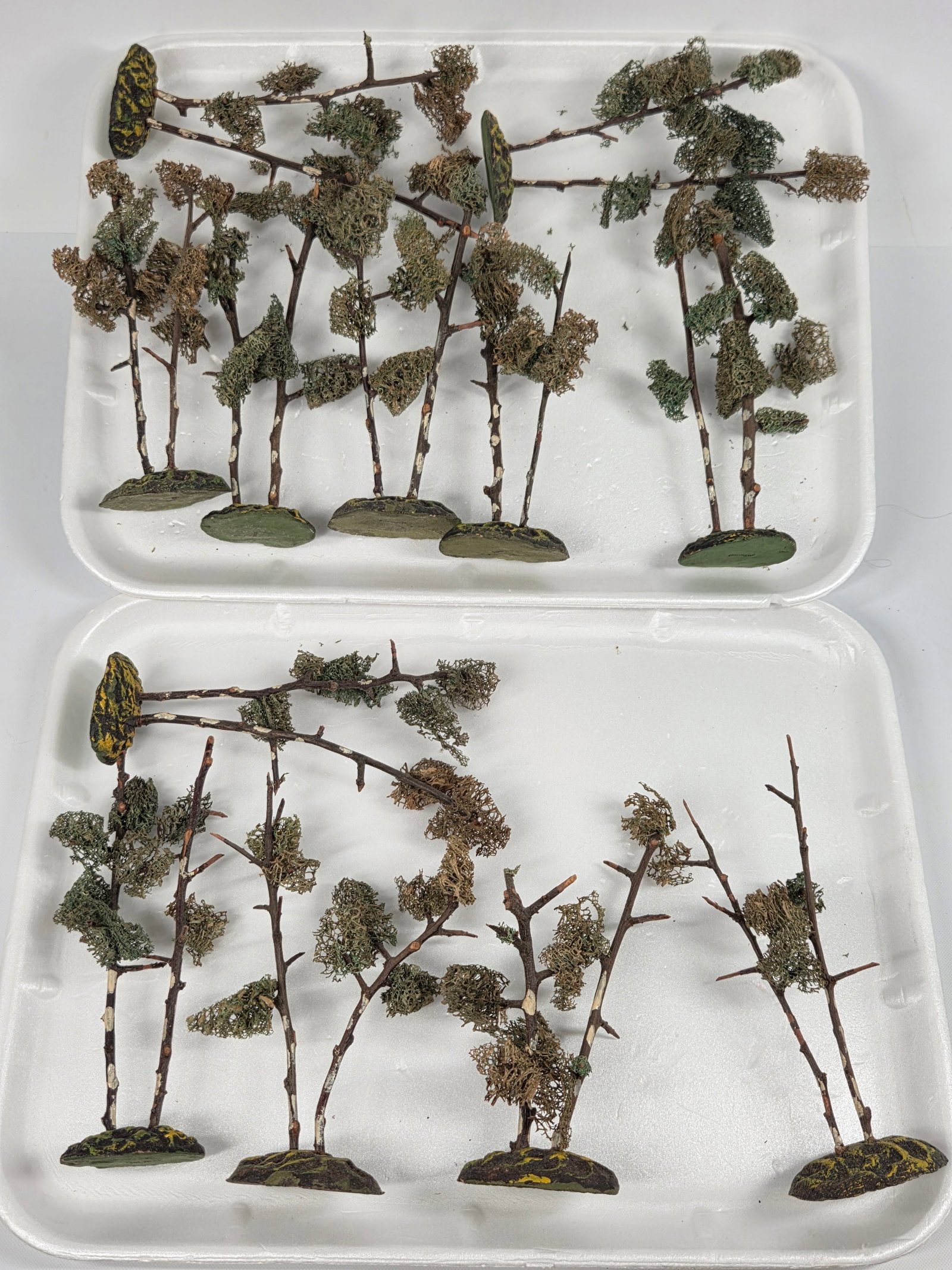 VARIOUS ANTIQUE GERMAN COMPOSITION TREES: ALL REMAIN IN FAIR TO GOOD CONDITION, SHOWING SOME TYPICAL USAGE WEAR.