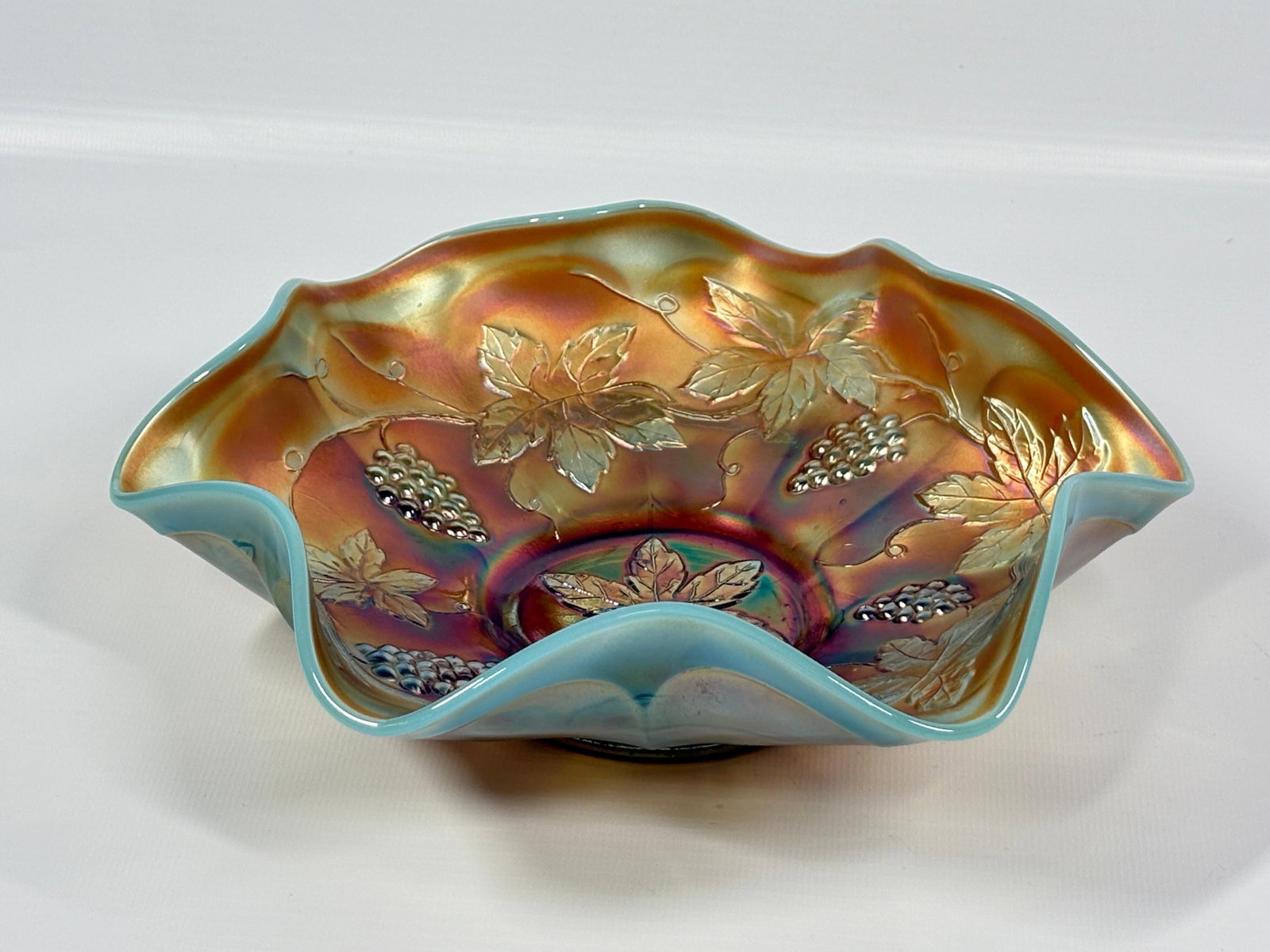 FENTON AQUA OPALESCENT BOWL - RARE - (1 of 3)