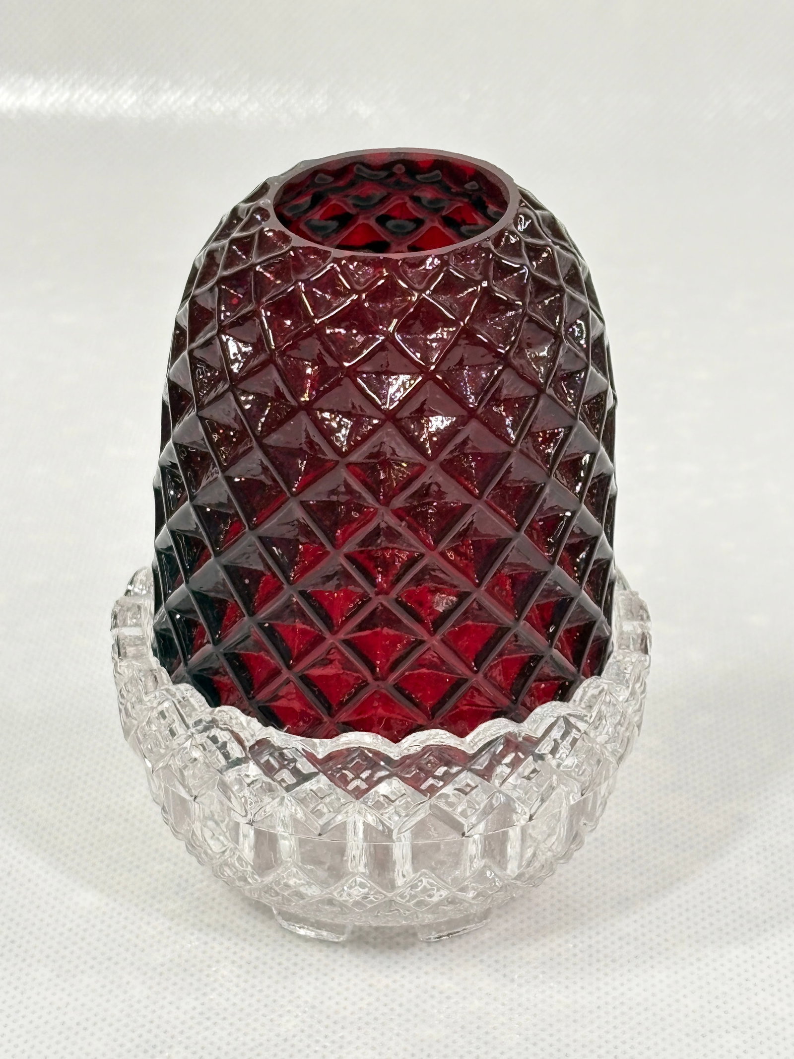 ANTIQUE VICTORIAN S. CLARKE FAIRY LAMP W/ RUBY RED DOME: REMAINS IN VERY GOOD CONDITION. NO CHIPS OR CRACKS.