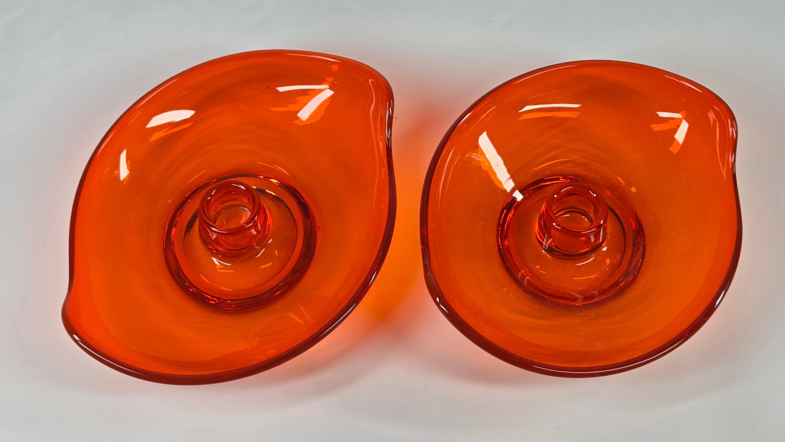 PAIR OF VIKING GLASS MID CENTURY CANDLESTICKS (1 of 4)