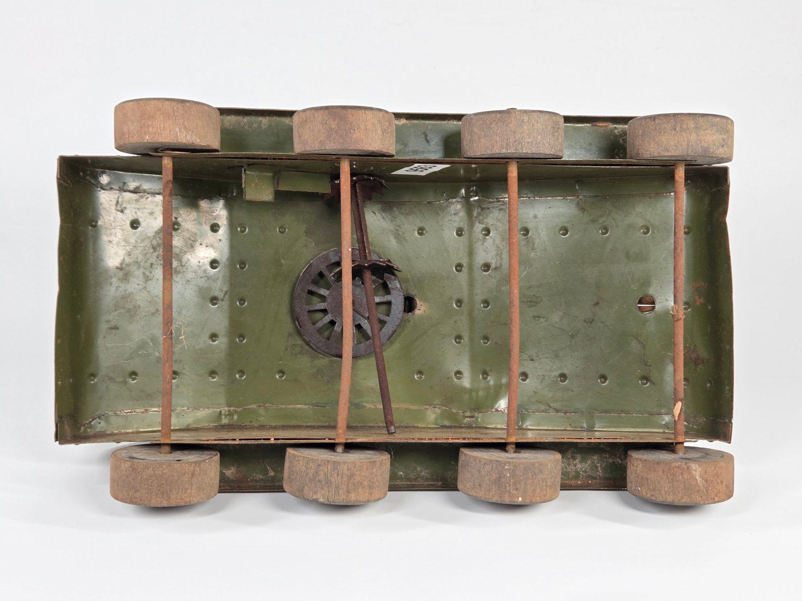 STRUCTO PRESSED STEEL WIND UP ARMY TANK - 4