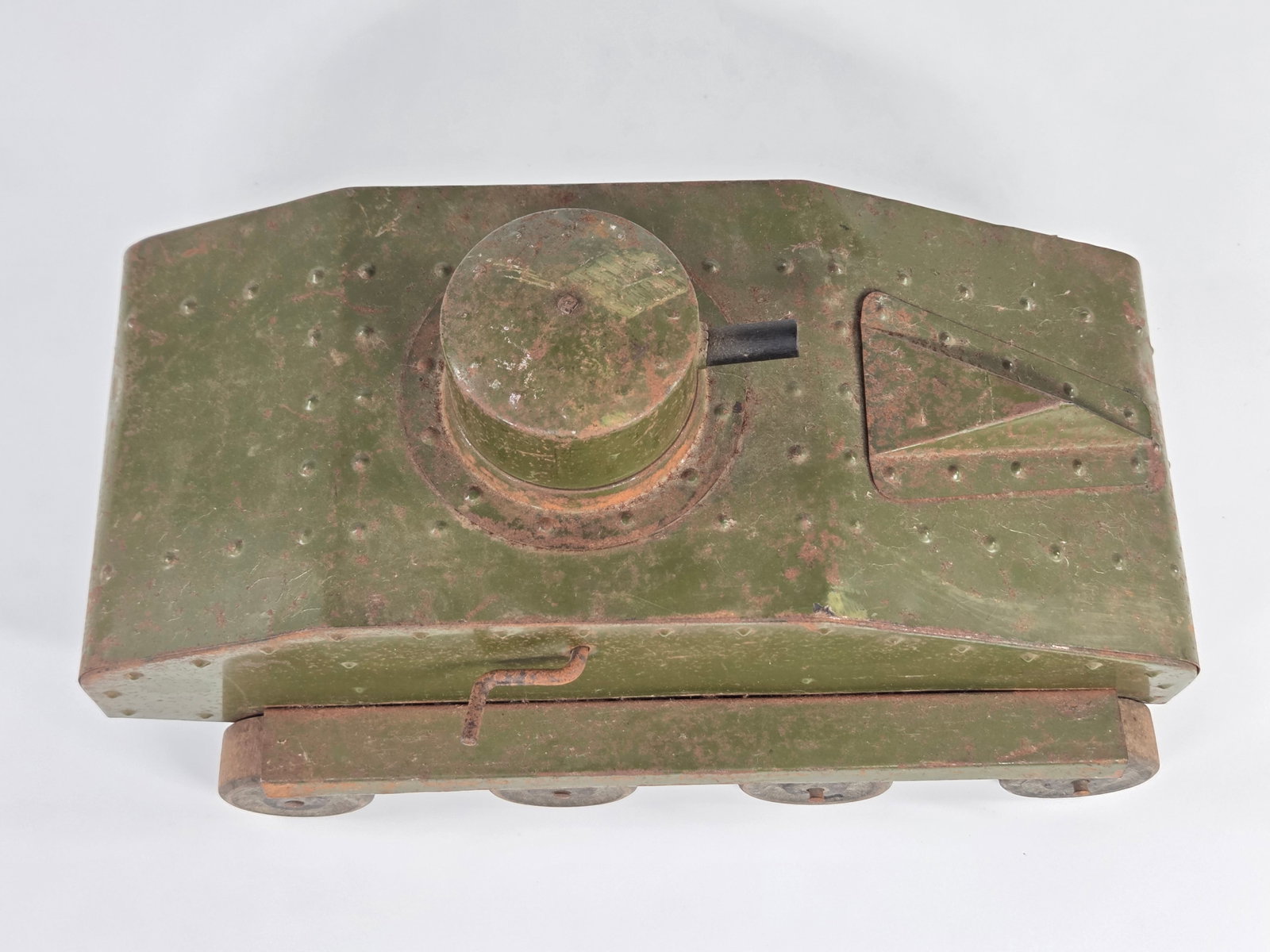 STRUCTO PRESSED STEEL WIND UP ARMY TANK - 5