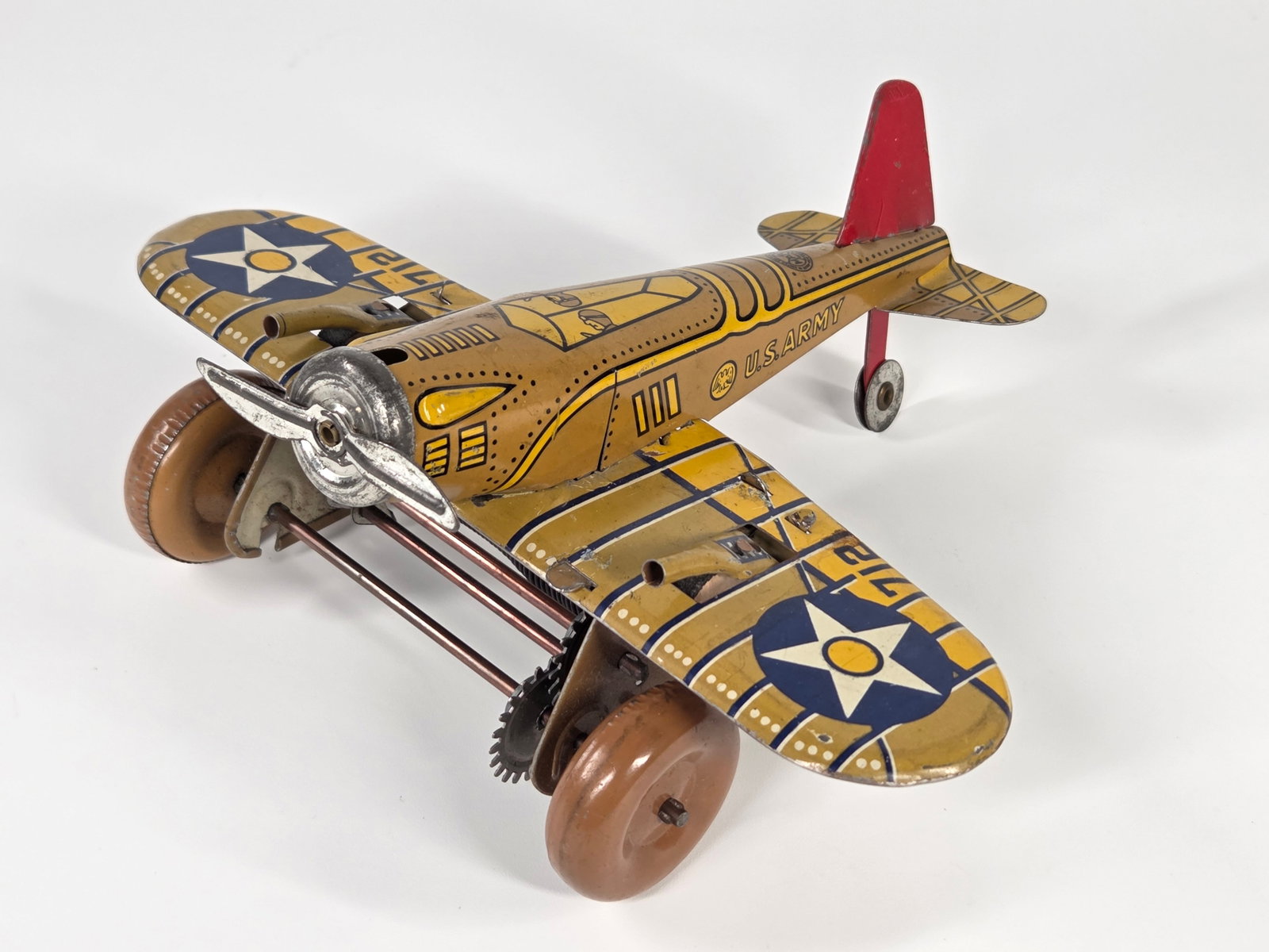 MARX TIN LITHO WIND UP SPARKING US ARMY AIRPLANE (1 of 5)