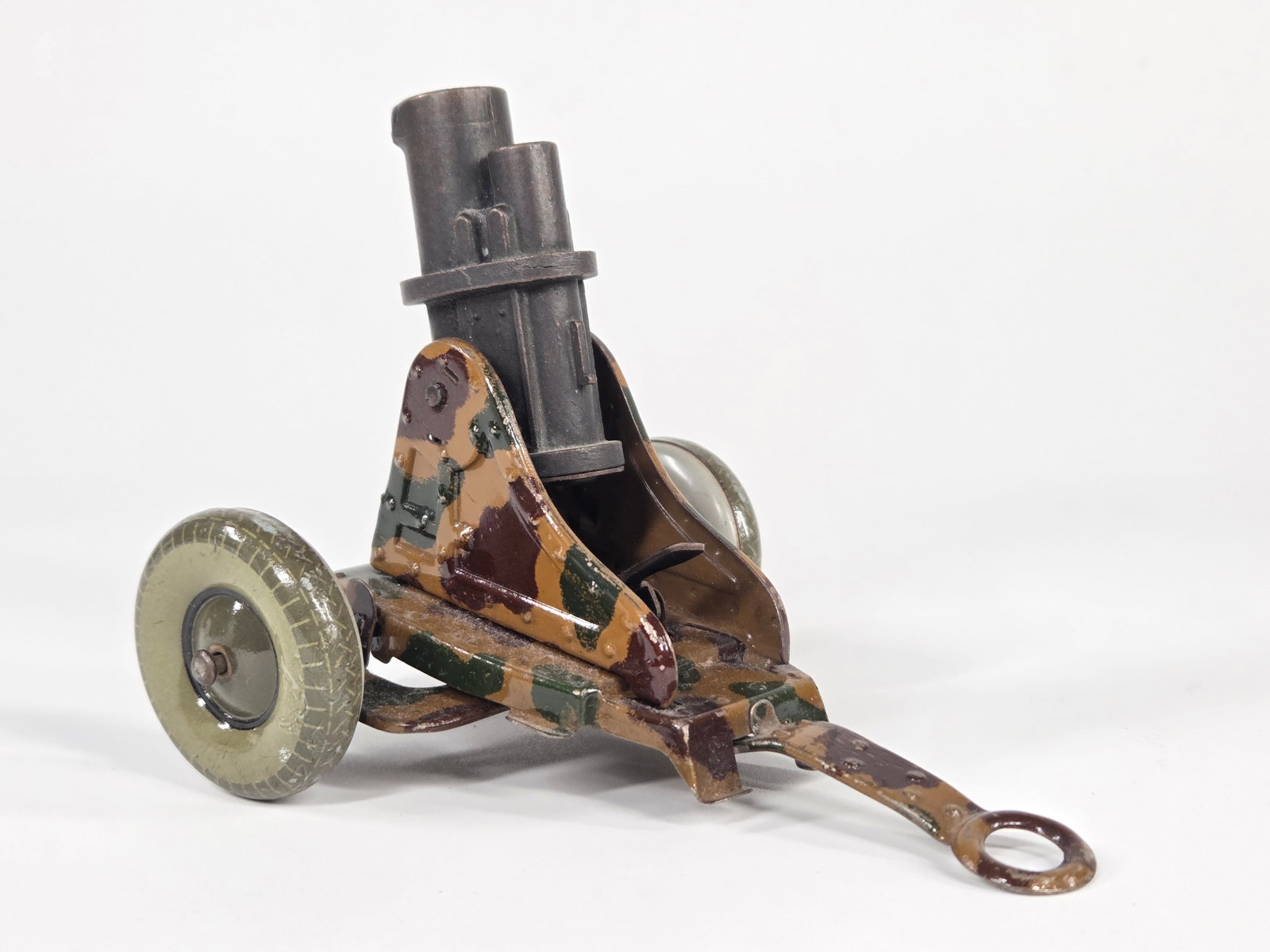 GERMAN TIN LITHO & CAST IRON TOY MORTAR CANNON (1 of 5)