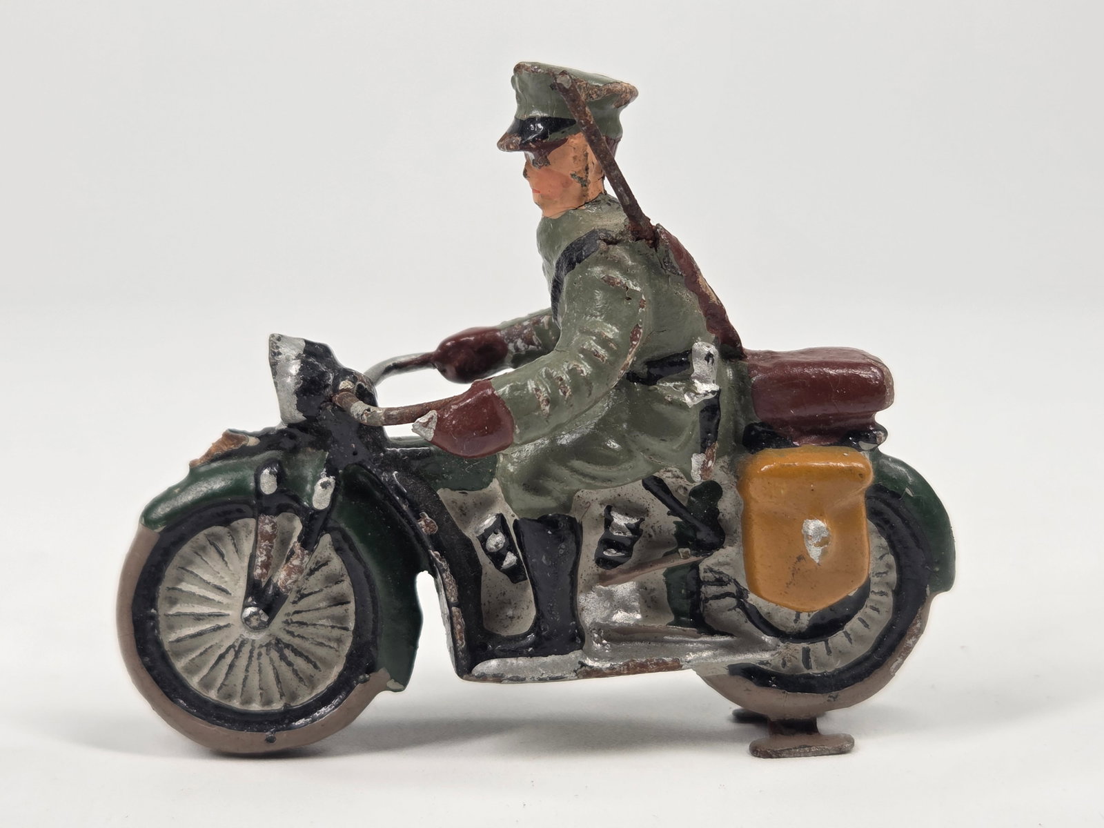 2) GERMAN HAND PAINTED COMPOSITION SOLDIER ON MOTORCYCLE - 2