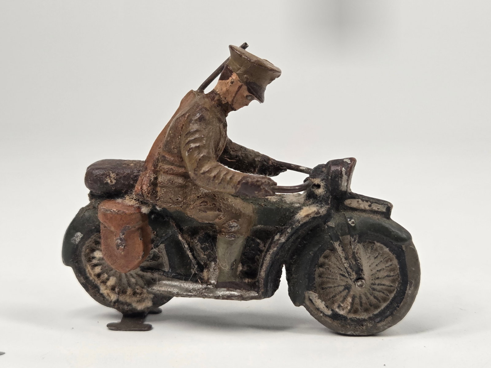 2) GERMAN HAND PAINTED COMPOSITION SOLDIER ON MOTORCYCLE - 5