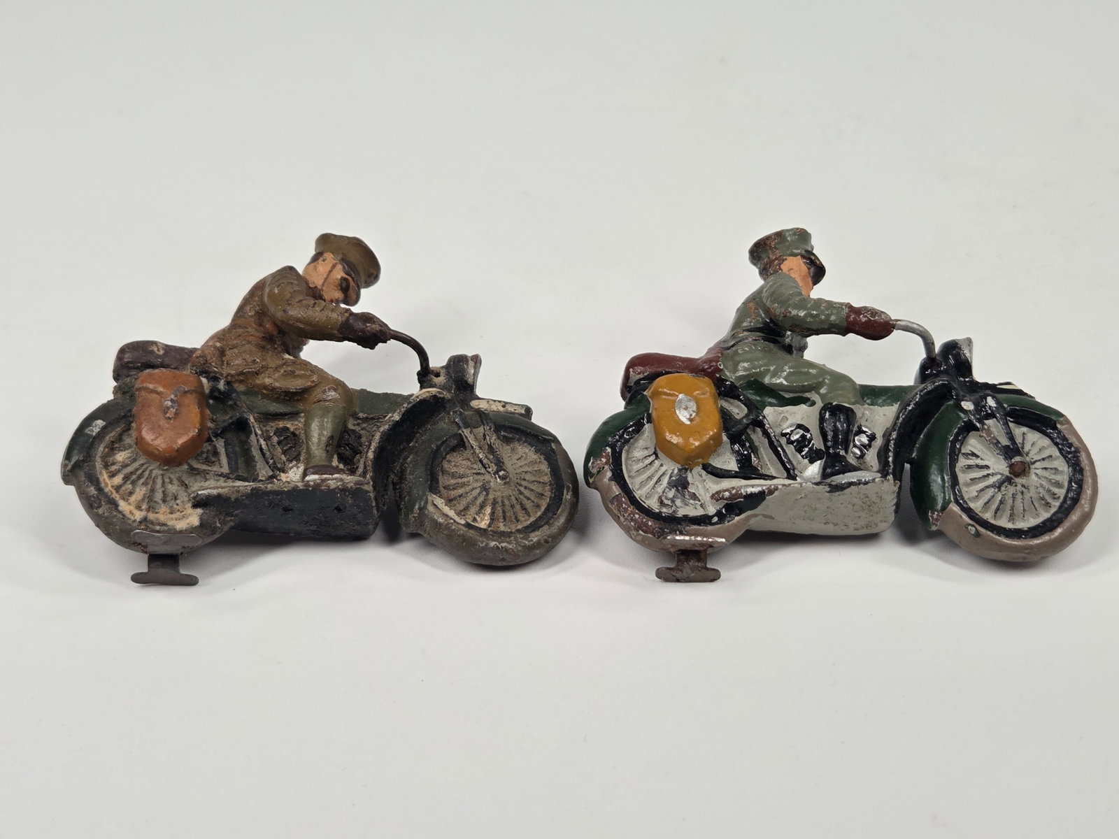 2) GERMAN HAND PAINTED COMPOSITION SOLDIER ON MOTORCYCLE - 6