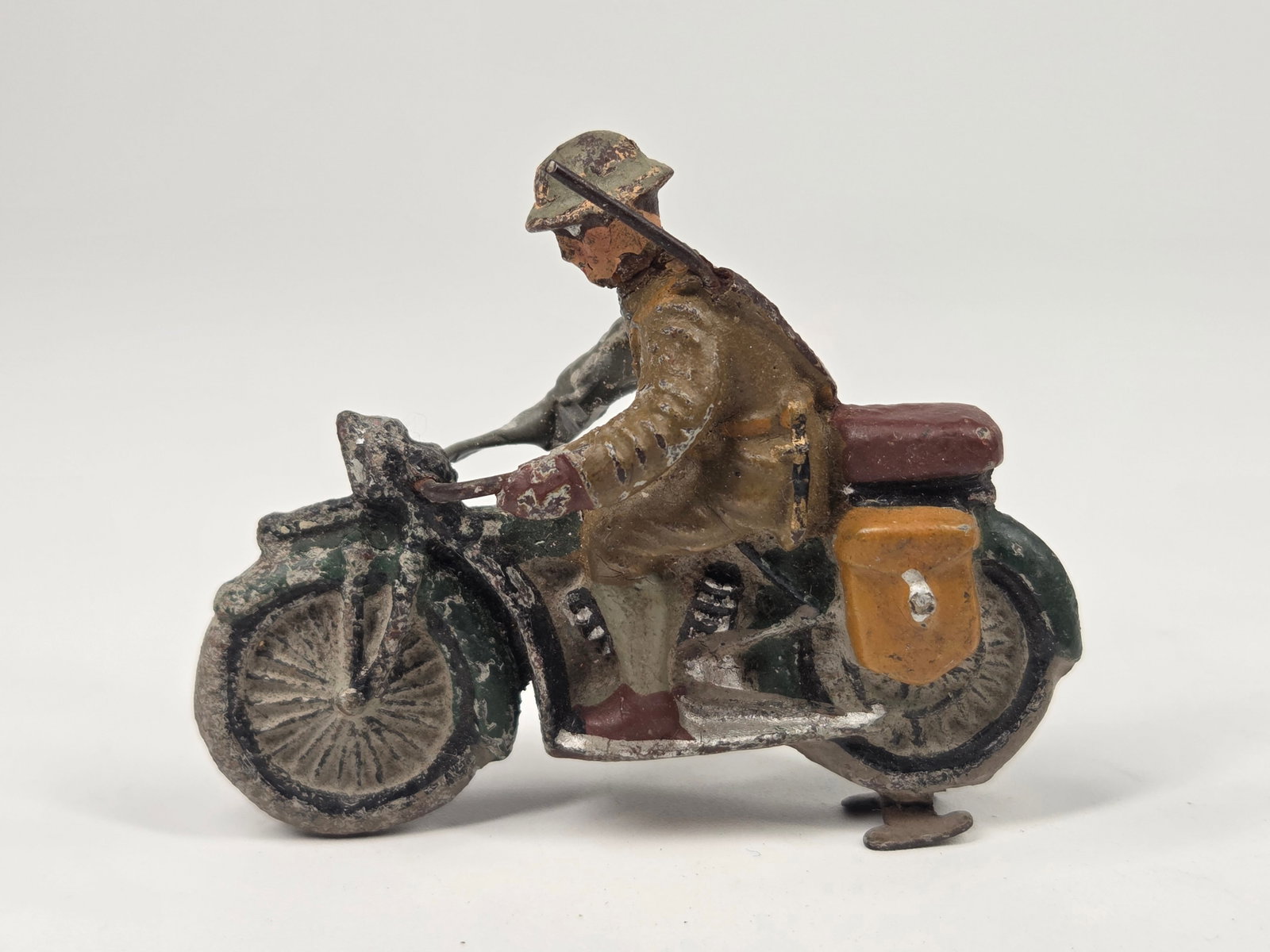 2) GERMAN HAND PAINTED COMPOSITION SOLDIER ON MOTORCYCLE - 2