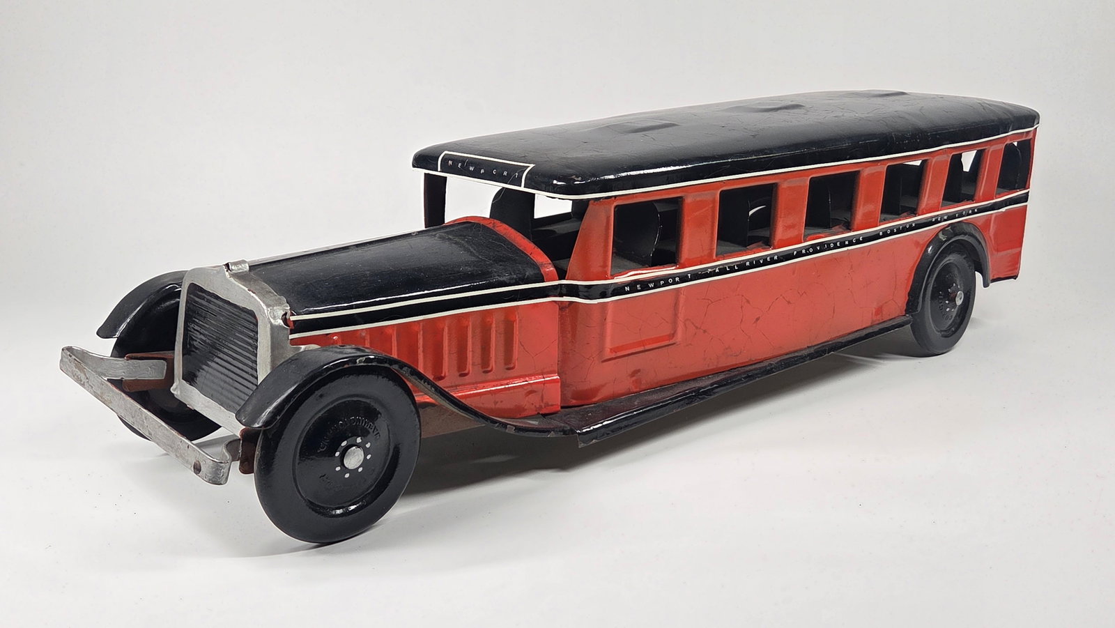 LARGE PARTIALLY PAINTED PRESSED STEEL BUS (1 of 8)