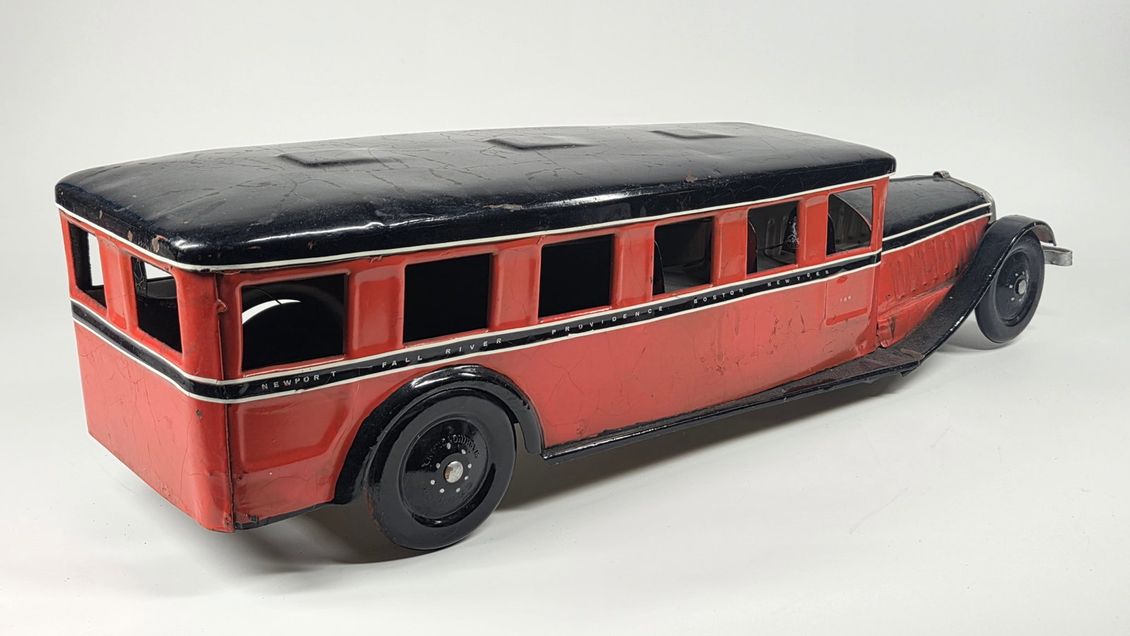 LARGE PARTIALLY PAINTED PRESSED STEEL BUS - 4
