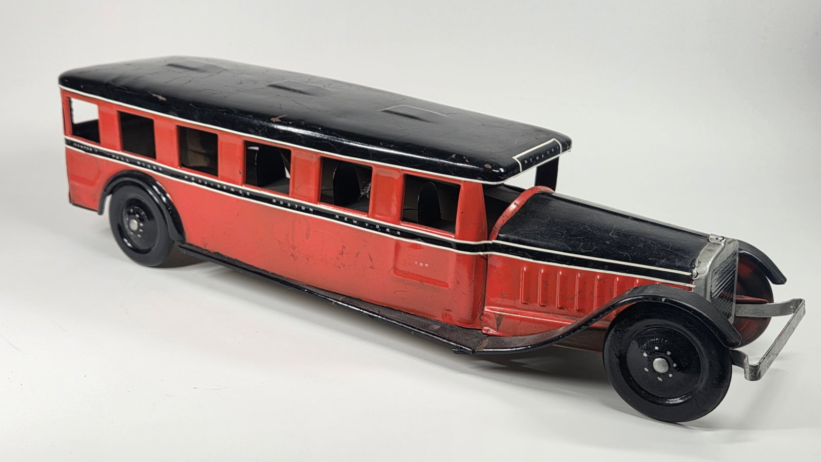 LARGE PARTIALLY PAINTED PRESSED STEEL BUS - 5