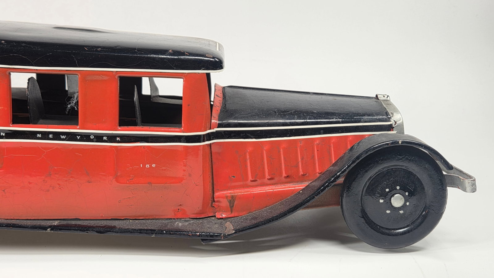 LARGE PARTIALLY PAINTED PRESSED STEEL BUS - 6
