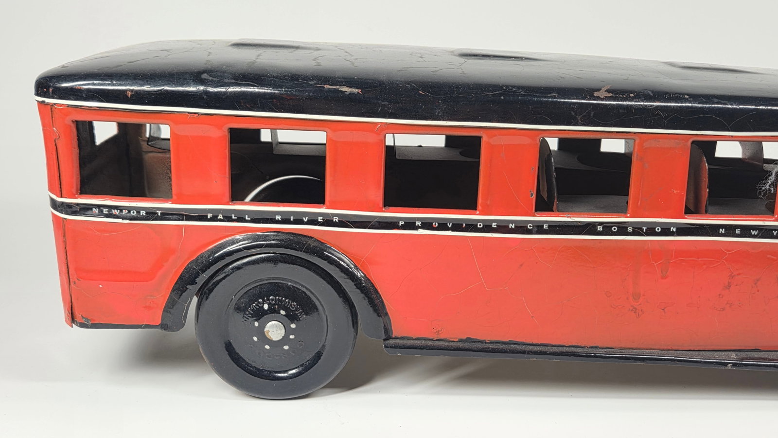 LARGE PARTIALLY PAINTED PRESSED STEEL BUS - 7