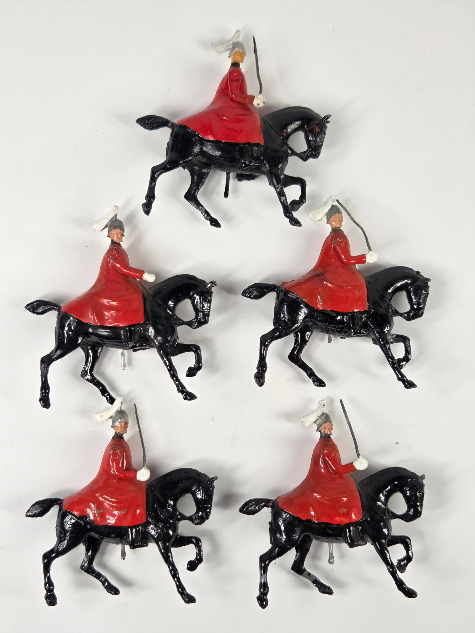 BRITAINS LEAD HORSE MOUNTED LIFEGUARD WINTER GEAR: ALL REMAIN IN VERY GOOD CONDITION, SHOWING SOME TYPICAL WEAR