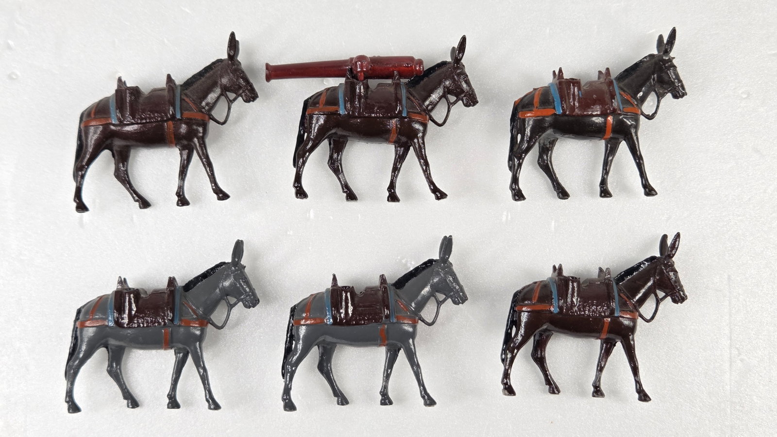 6) PAINTED LEAD DONKEYS WITH ARTILLERY (1 of 5)