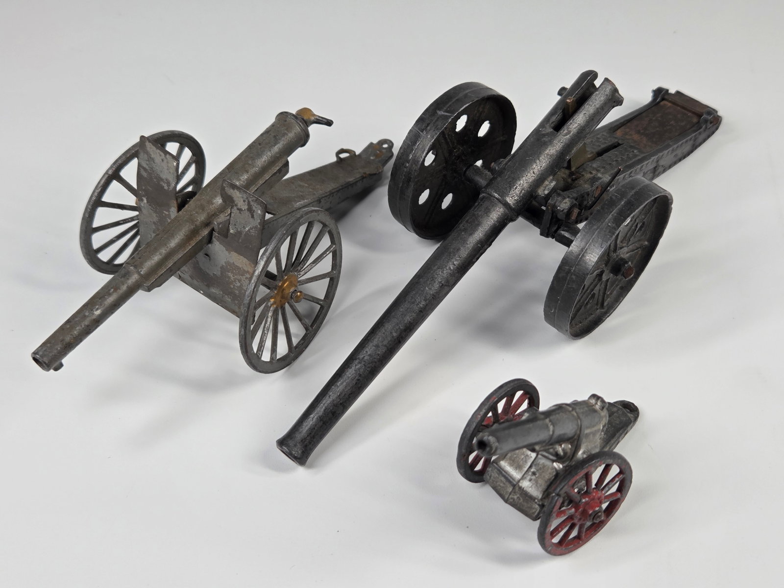 3) ASSORTED METAL TOY ARTILLERY CANNONS FRANCE (1 of 3)