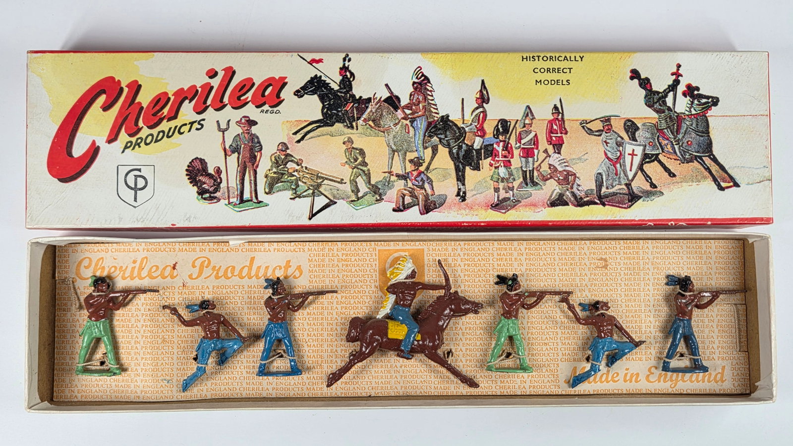 7) CHERILEA H/2 WESTERN SERIES LEAD INDIAN SET: SET REMAINS IN GOOD CONDITION, SHOWING SOME TYPICAL PAINT / USAGE WEAR. IN BOX.