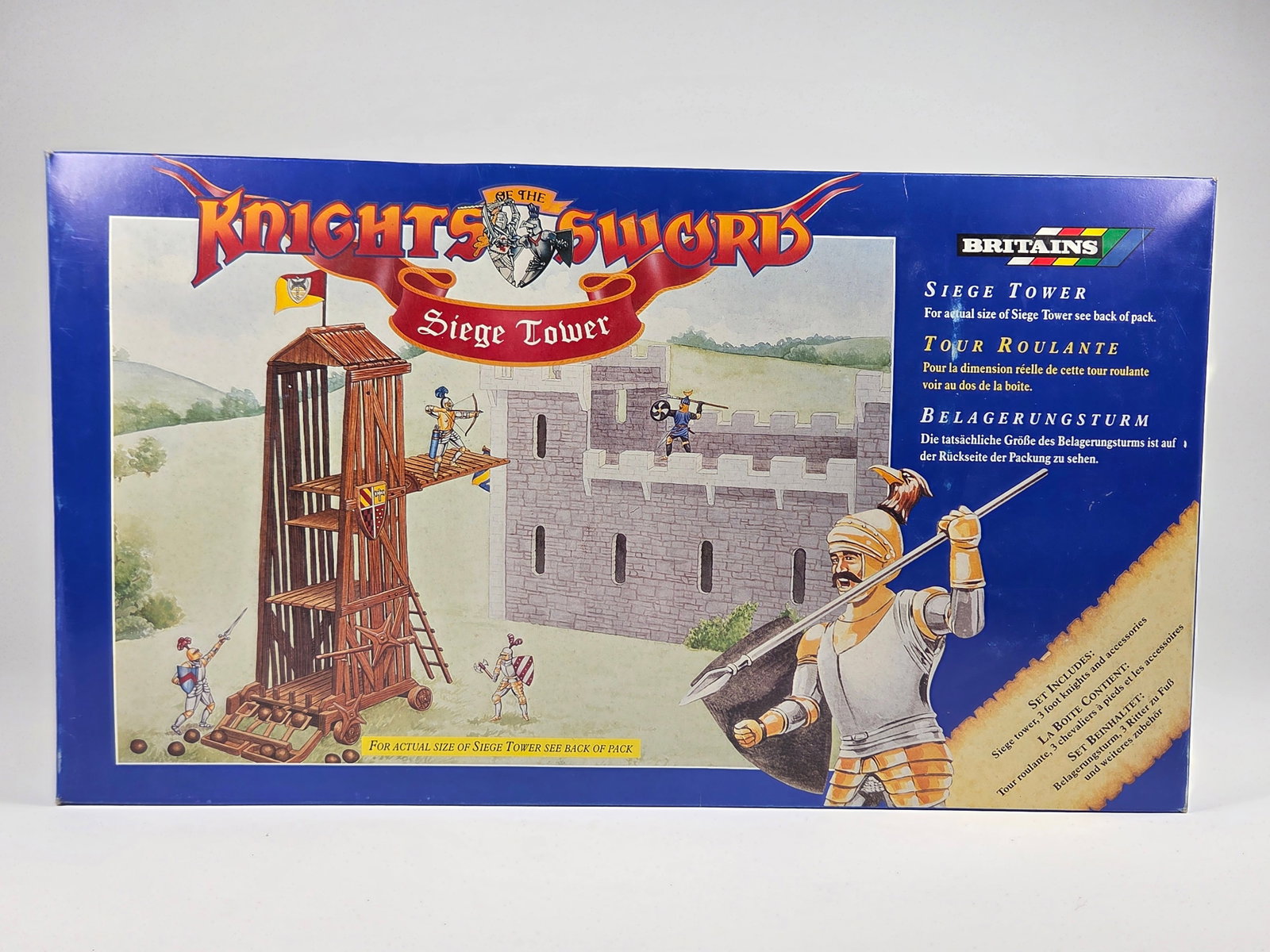 BRITAINS KNIGHTS OF THE SWORD SIEGE TOWER PLAYSET: SET REMAINS IN VERY GOOD CONDITION UNUSED IN ORIGINAL BOX