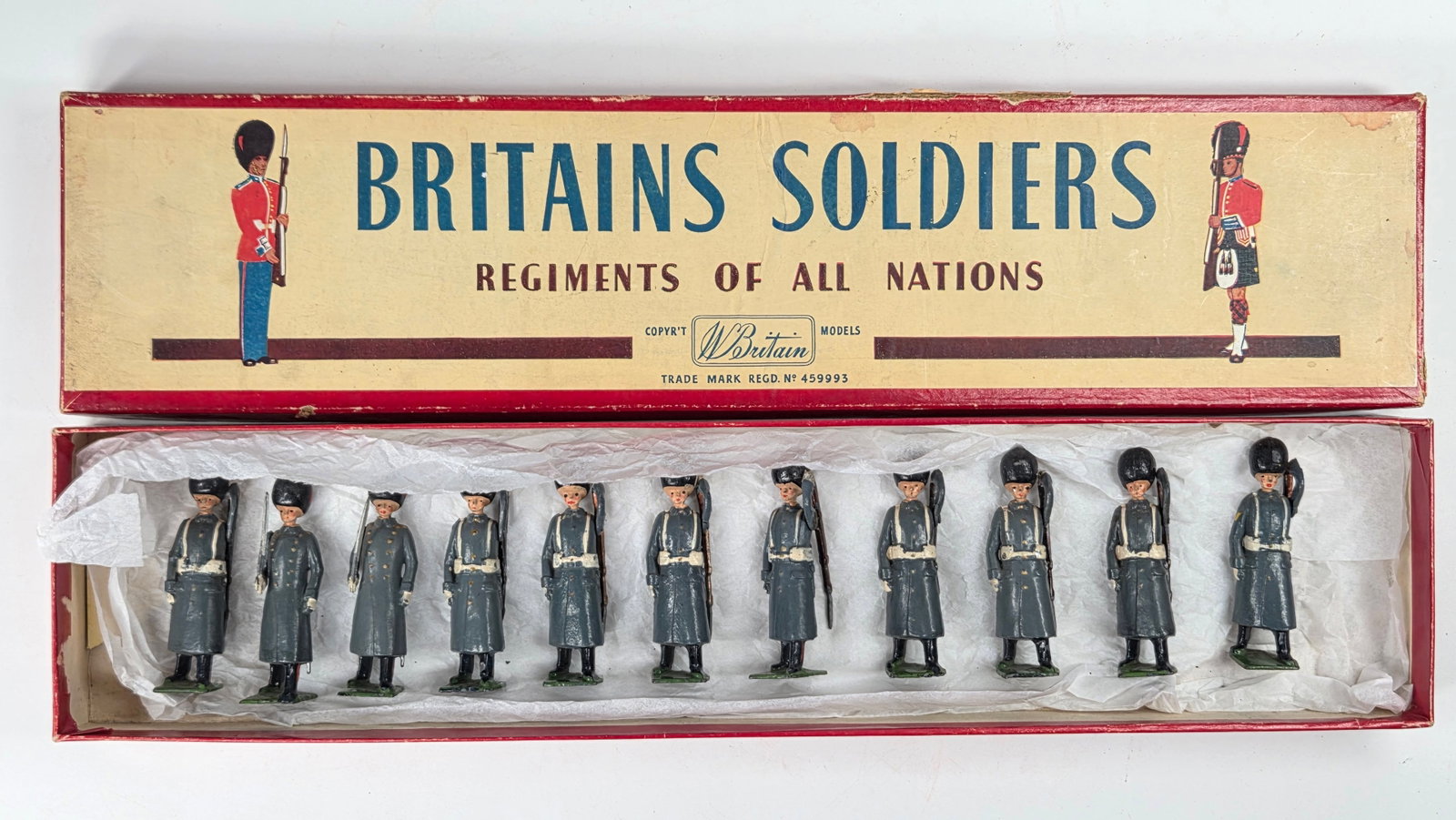 11) BRITAINS 312 GRENADIER GUARDS WINTER OVERCOATS (1 of 5)
