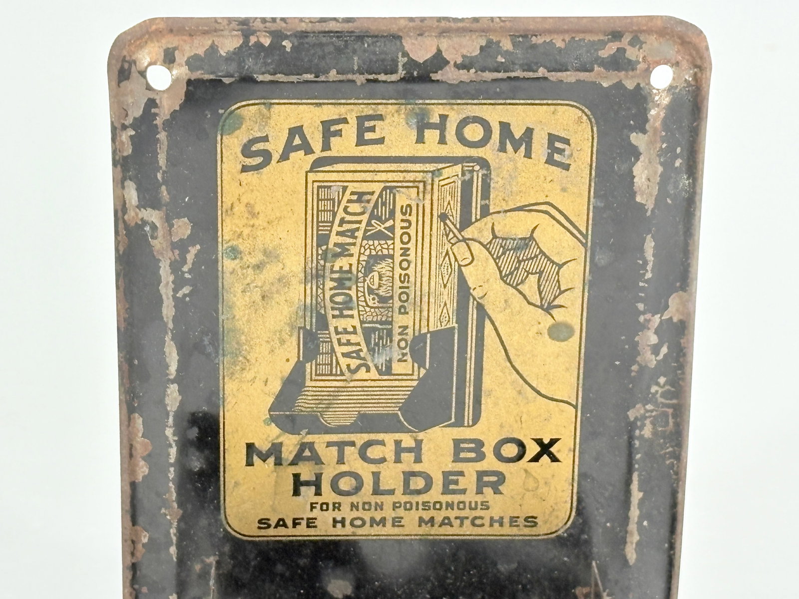 ANTIQUE SAFE HOME MATCH BOX HOLDER - 2