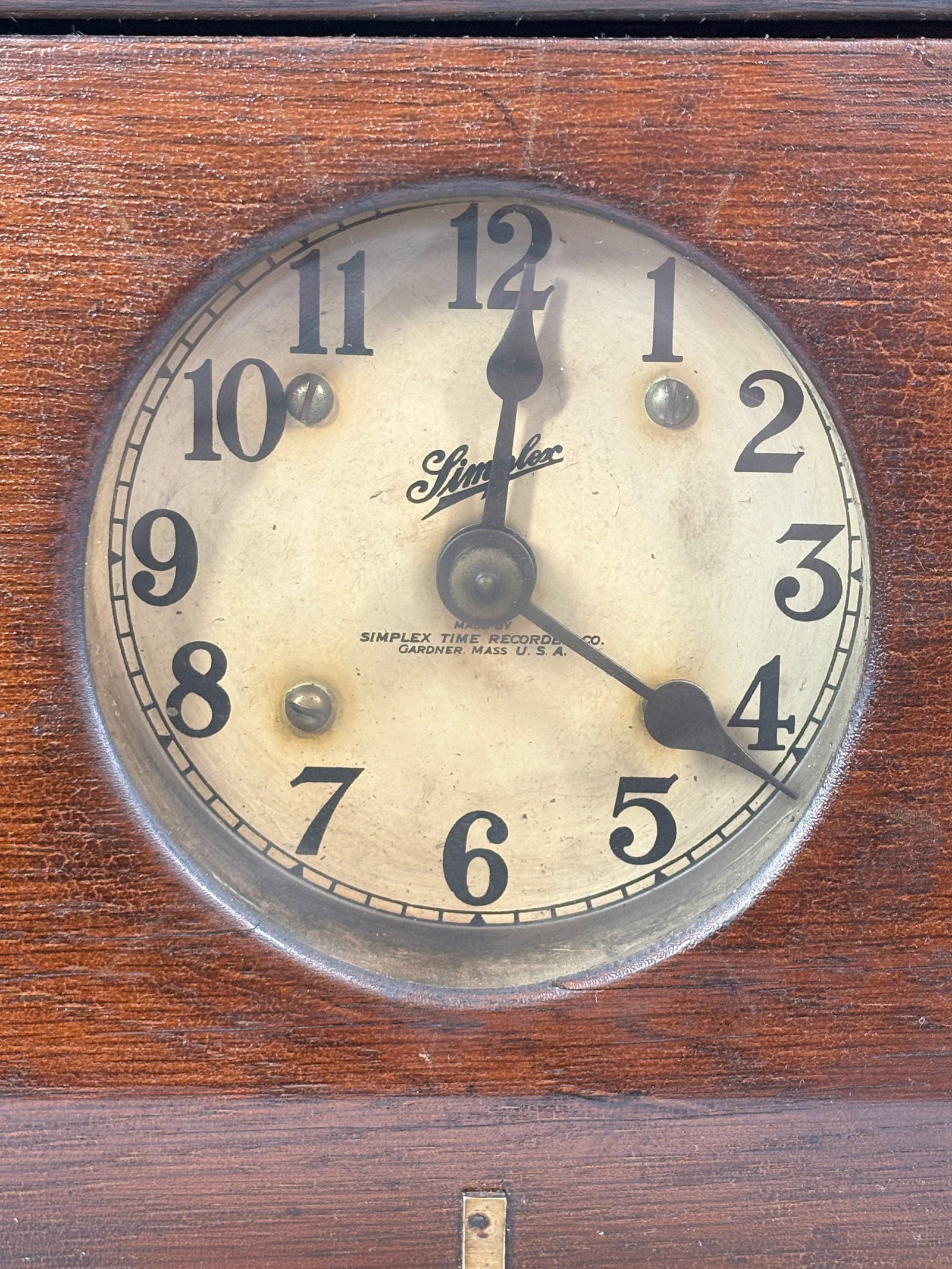 ANTIQUE OAK SIMPLEX TIME RECORDING CLOCK - 2