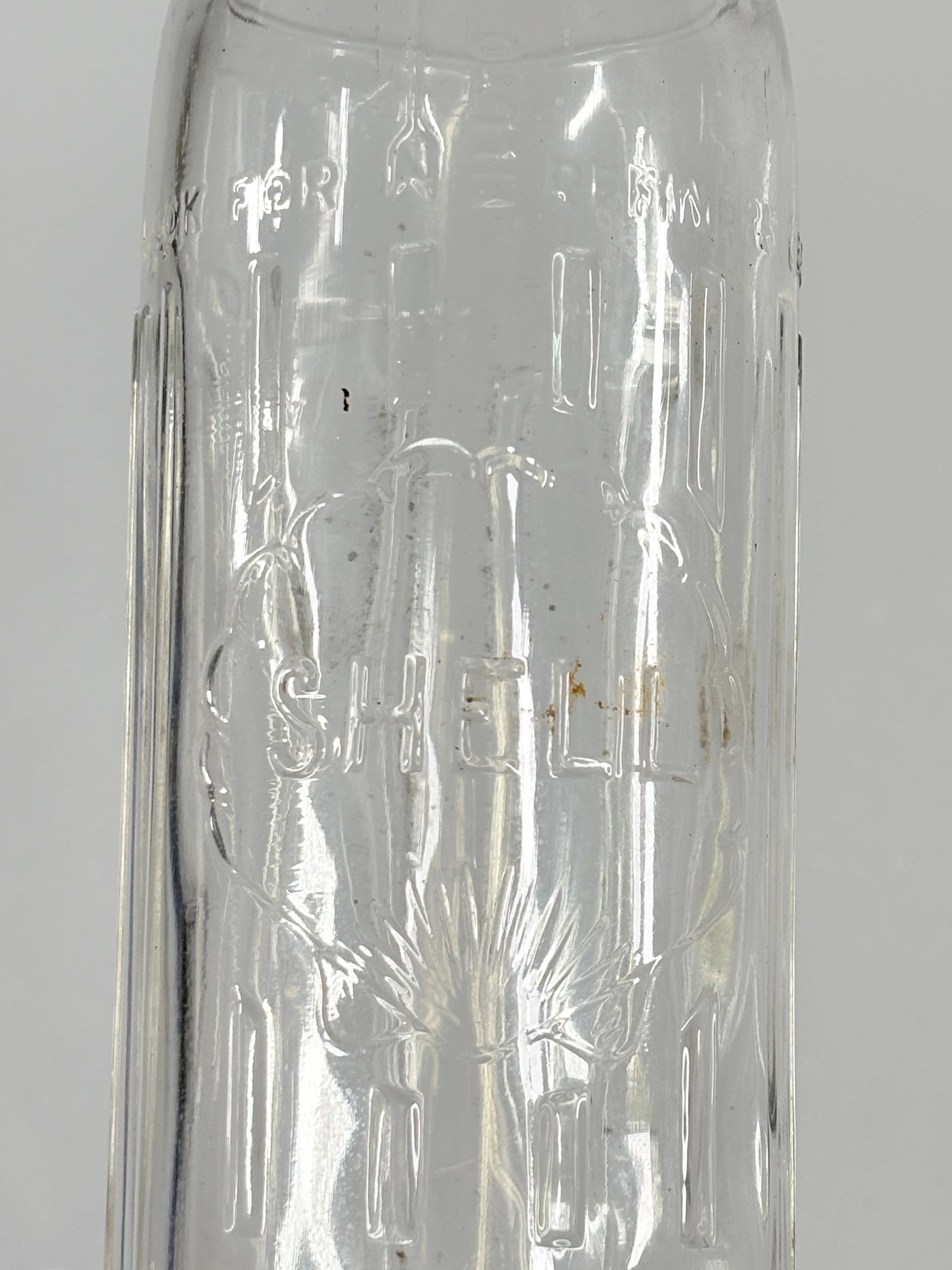 EMBOSSED SHELL MOTOR OIL GLASS BOTTLE - 2