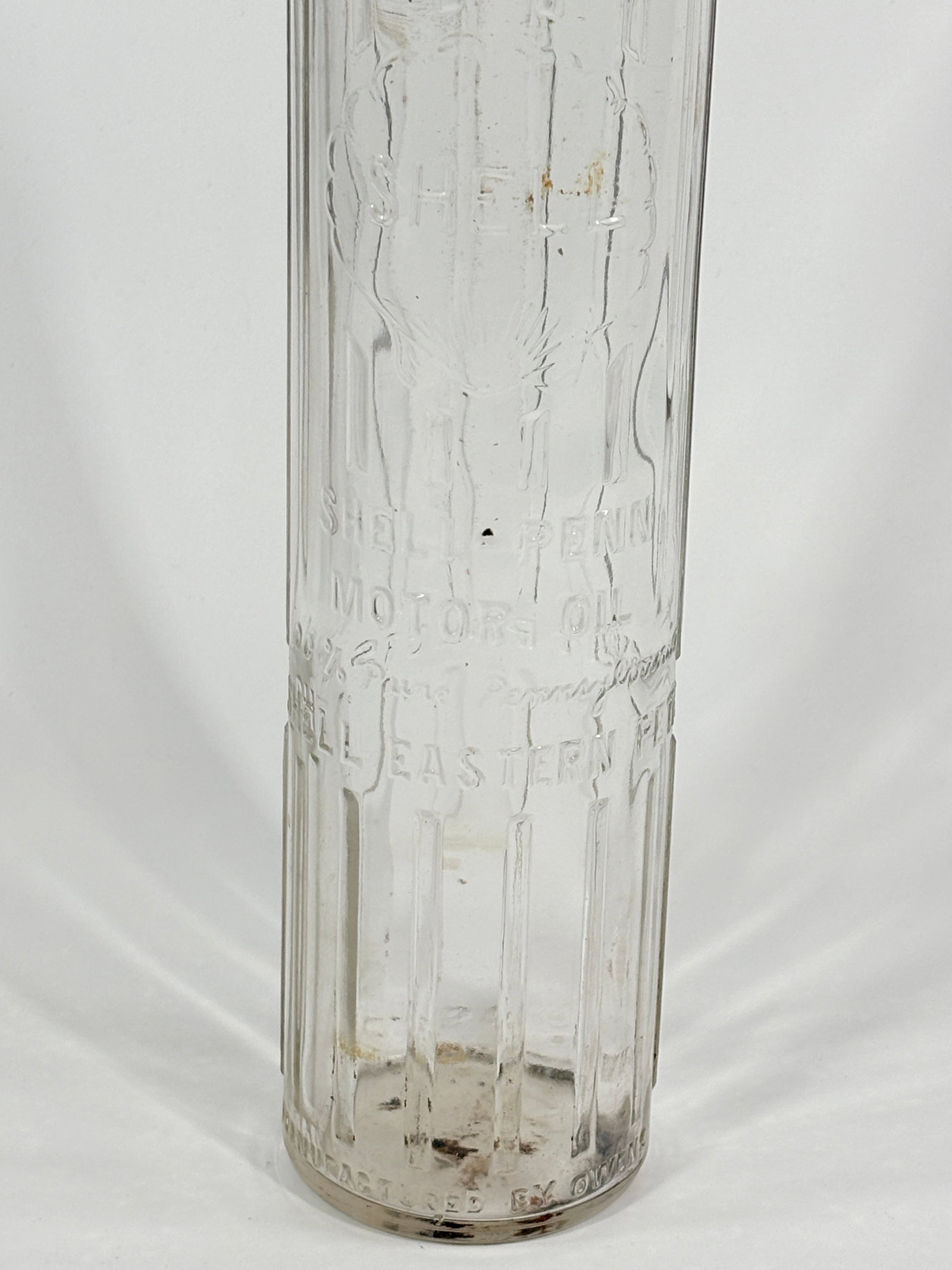 EMBOSSED SHELL MOTOR OIL GLASS BOTTLE - 3