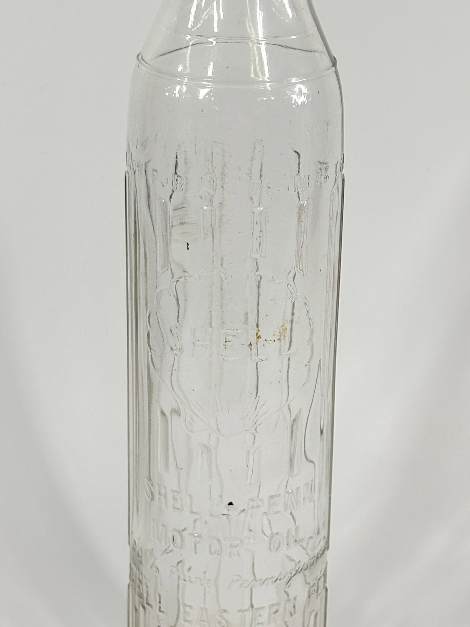 EMBOSSED SHELL MOTOR OIL GLASS BOTTLE - 4