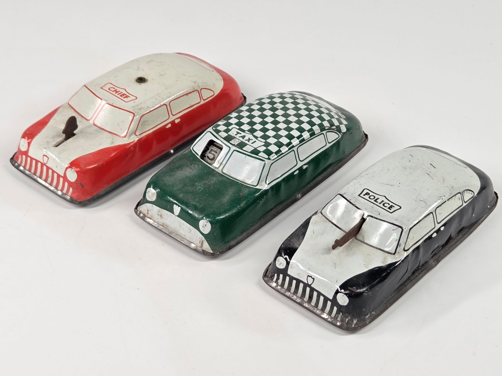 3) AGRO TIN LITHO FRICTION CARS - POLICE, TAXI, CHIEF (1 of 3)