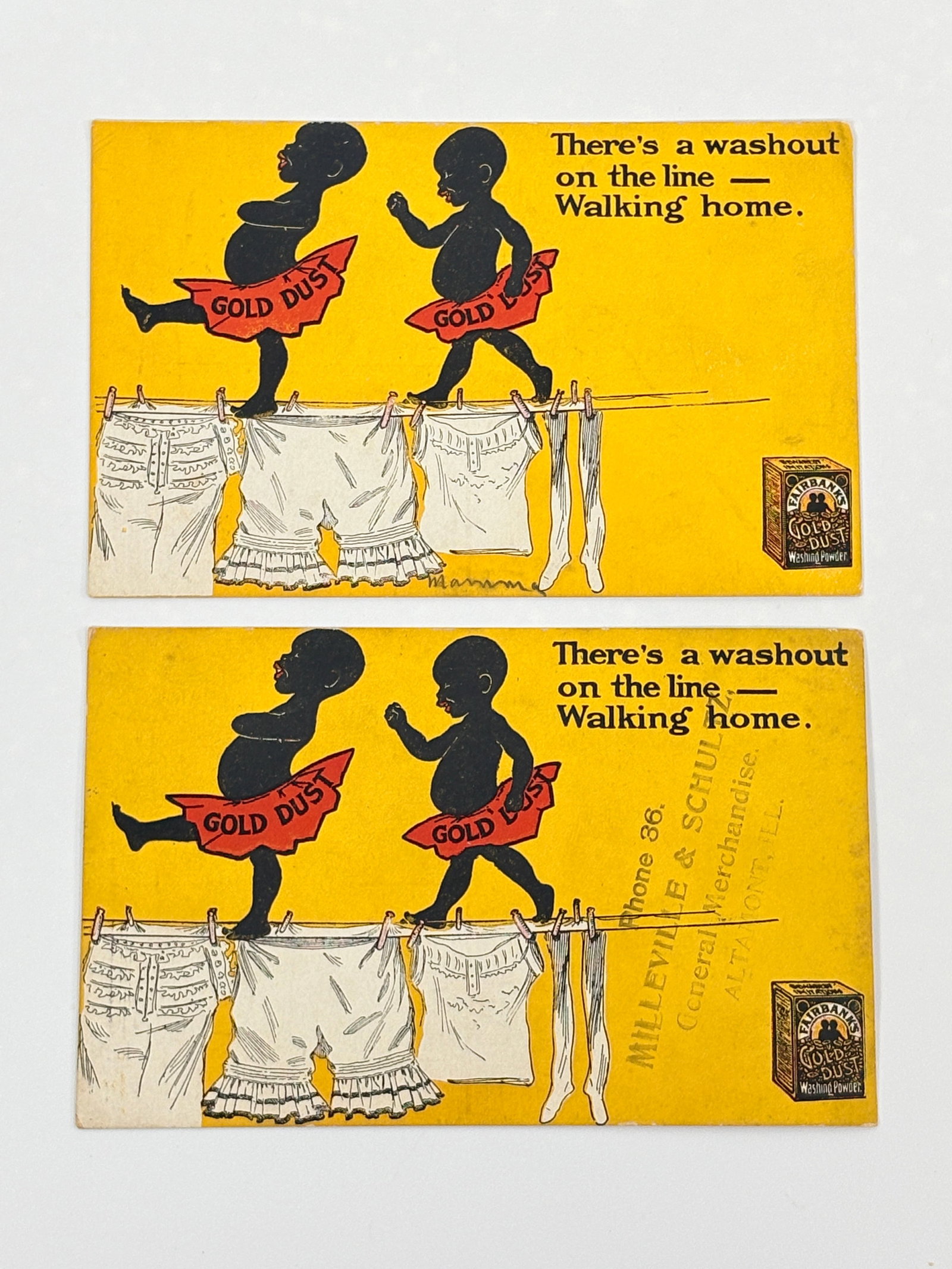 PAIR OF GOLD DUST ADVERTISING POSTCARDS