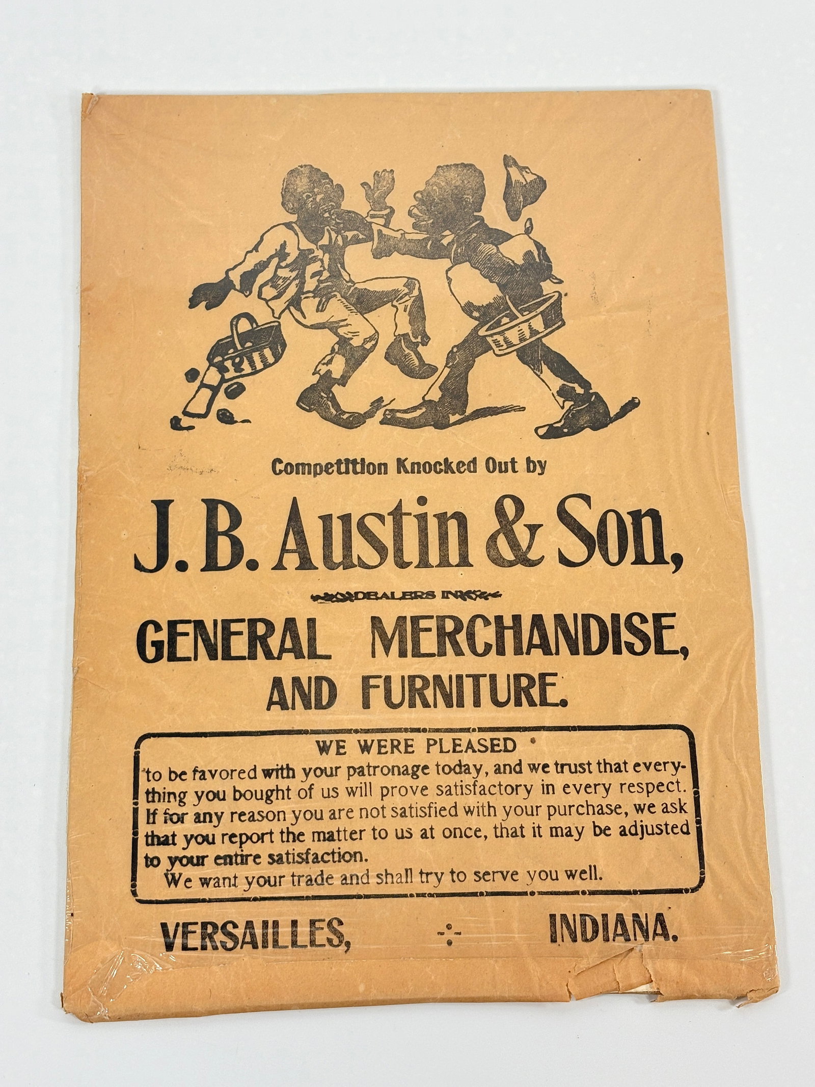J.B. AUSTIN & SON. GENERAL STORE BLACK AMERICANA ADVERTISING BAG