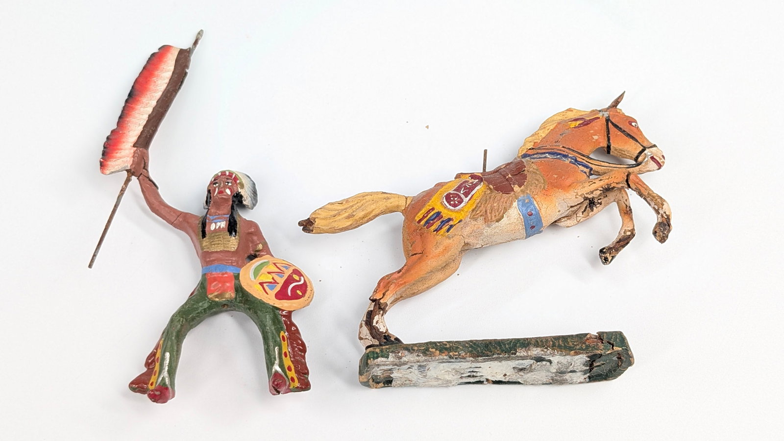 GERMAN ELASTOLIN MOUNTED NATIVE AMERICAN INDIAN - 2