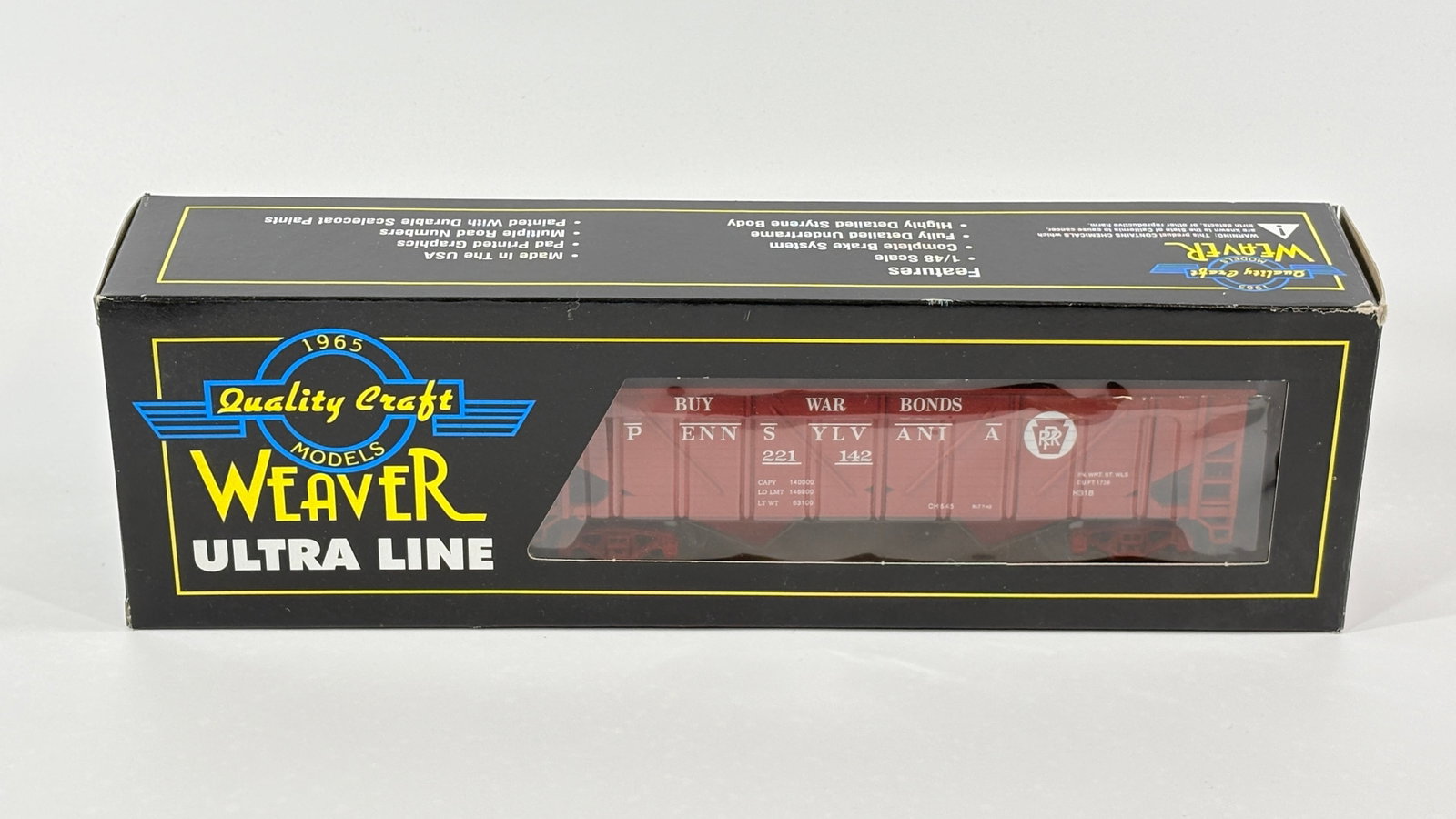WEAVER O GAUGE PRR 2-BAY COMPOSITE HOPPER: REMAINS IN VERY GOOD CONDITION WITH BOX.