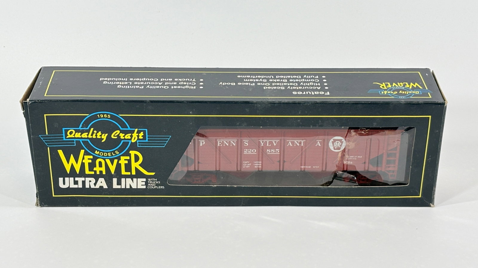 WEAVER O GAUGE PRR 3-RAIL 2-BAY COAL CAR: REMAINS IN VERY GOOD CONDITION WITH BOX.