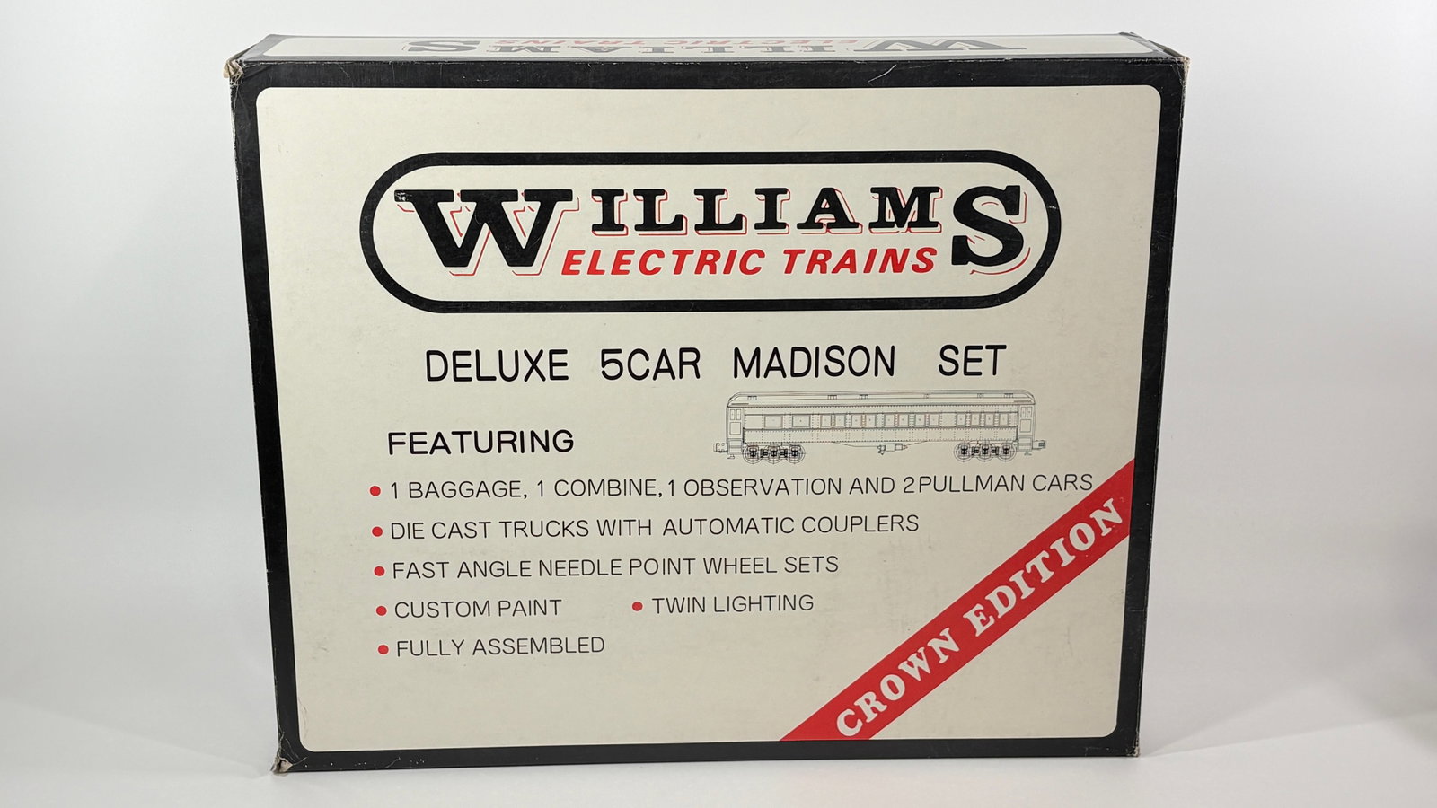 WILLIAMS O GAUGE #2502 PRR TUSCAN W/ BLACK ROOF MADISON SET: SET REMAINS IN VERY GOOD CONDITION WITH BOX.