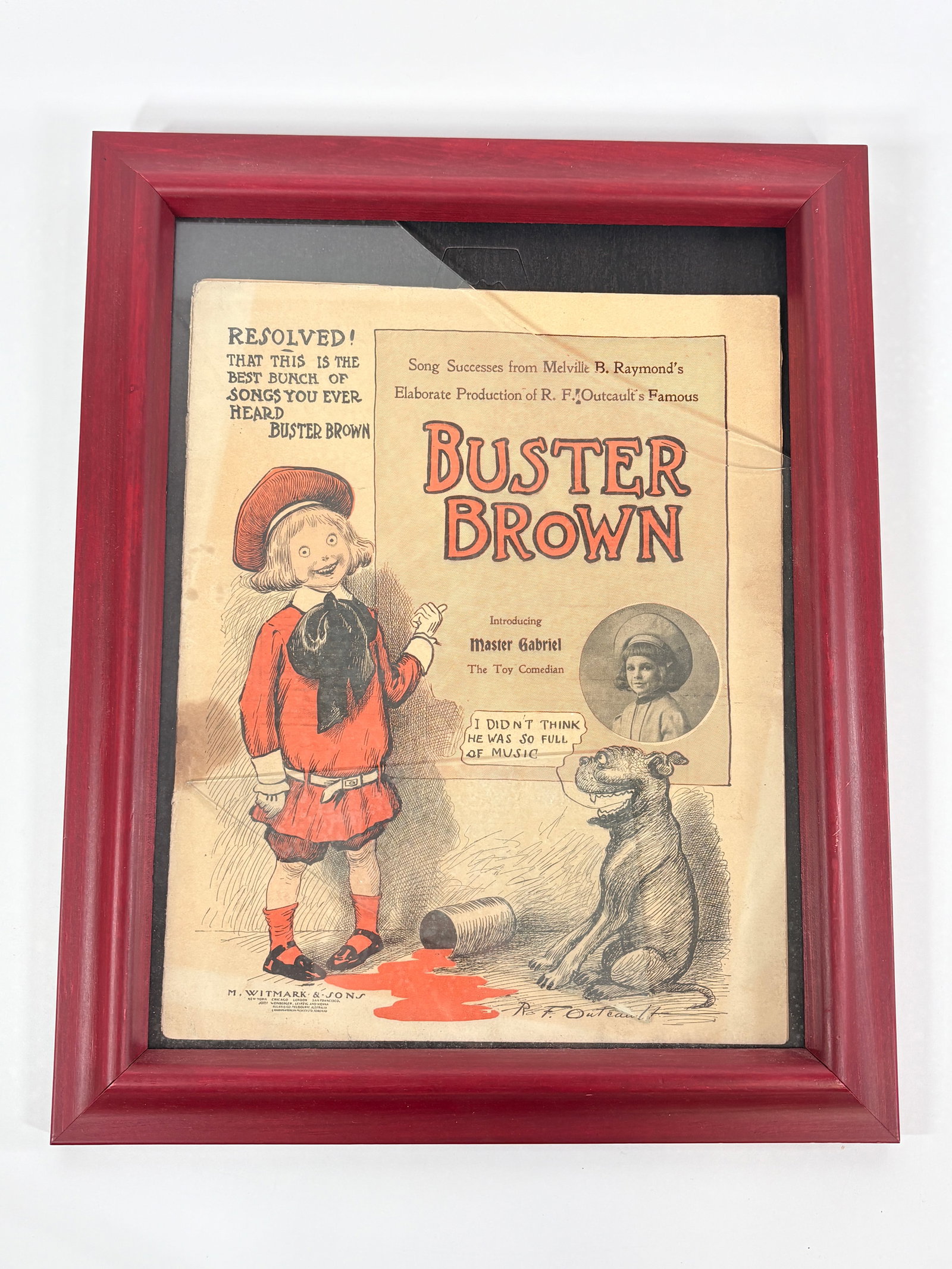 FRAMED ILLUSTRATED BUSTER BROWN SHEET MUSIC (1 of 3)
