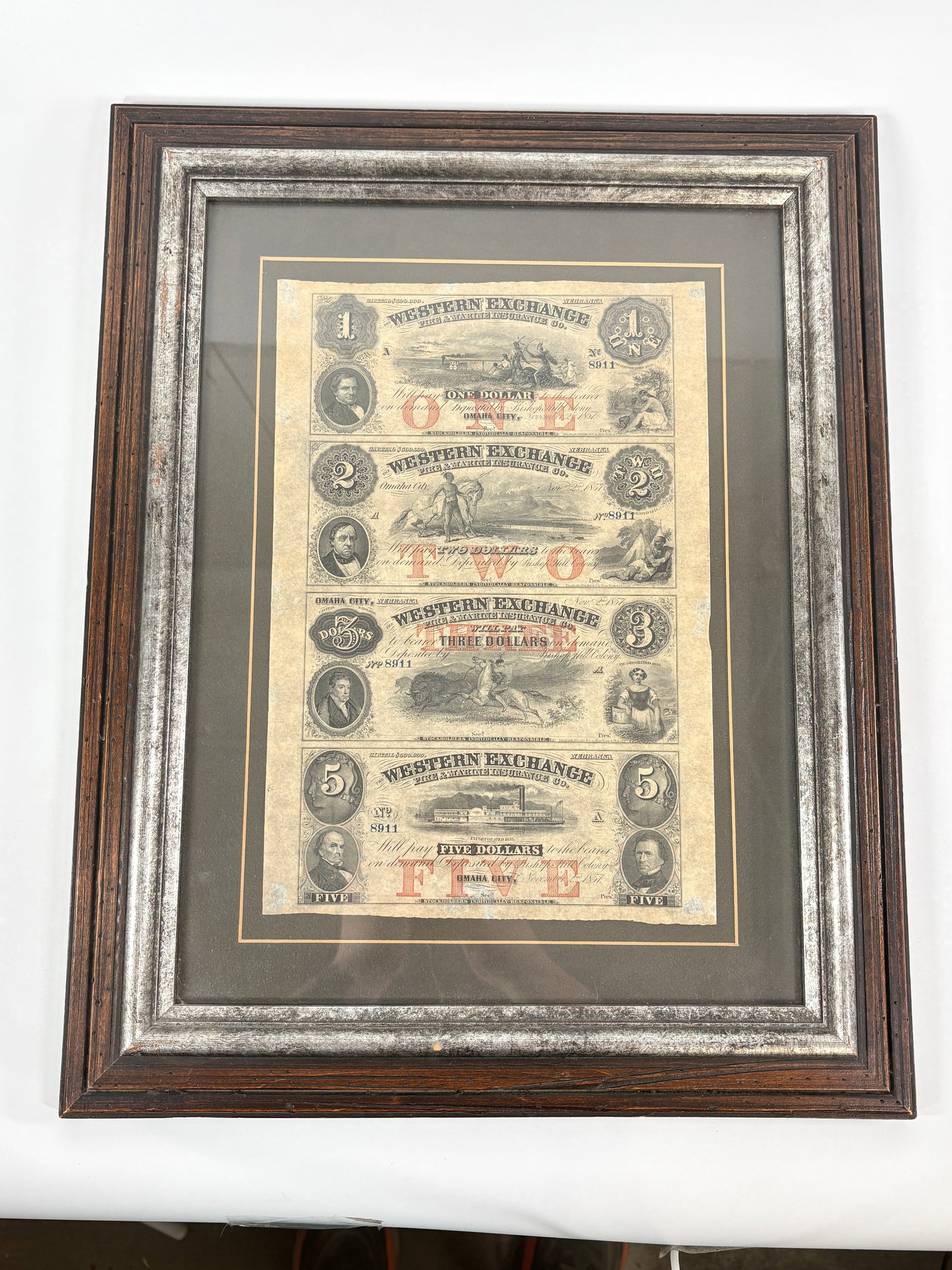 1857 WESTERN EXCHANGE UNCUT SHEET OBSOLETE CURRENCY (1 of 4)
