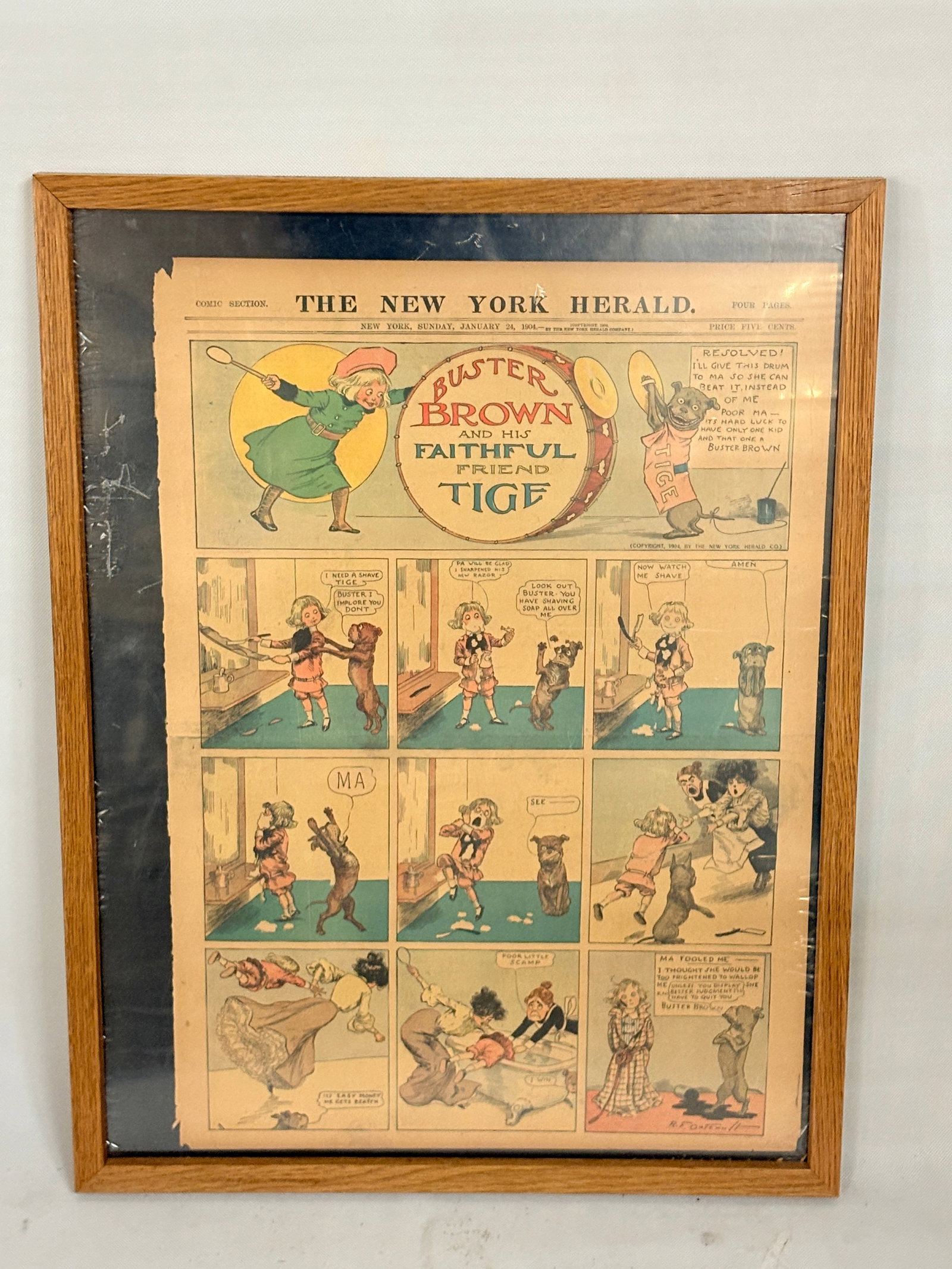 1904 NEW YORK HERALD BUSTER BROWN SUNDAY COMIC PAGE (1 of 3)