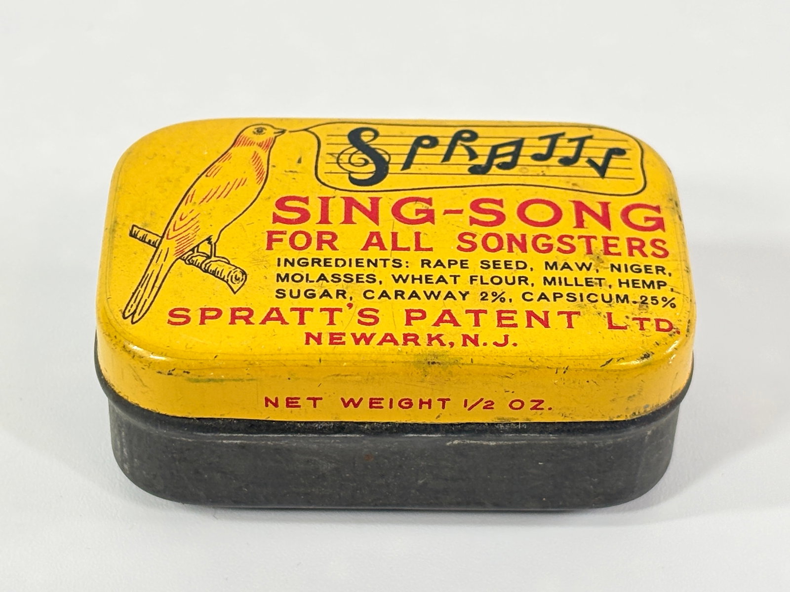 SPRATT'S SING-SONG CANARY BIRD SONG RESTORER TIN (1 of 3)