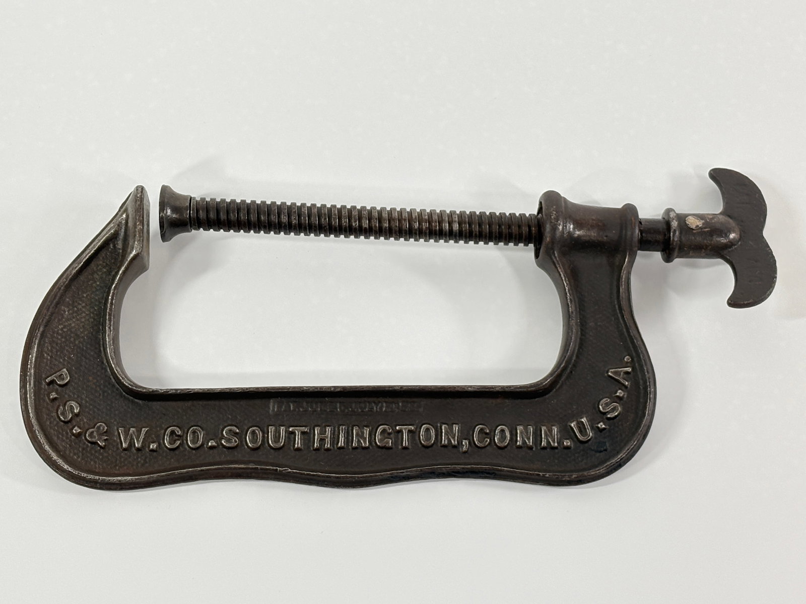 PECK STOW & WILCOX PS&W STEEL NO. 6 SCREW C CLAMP BAT-WING: REMAINS IN VERY GOOD CONDITION