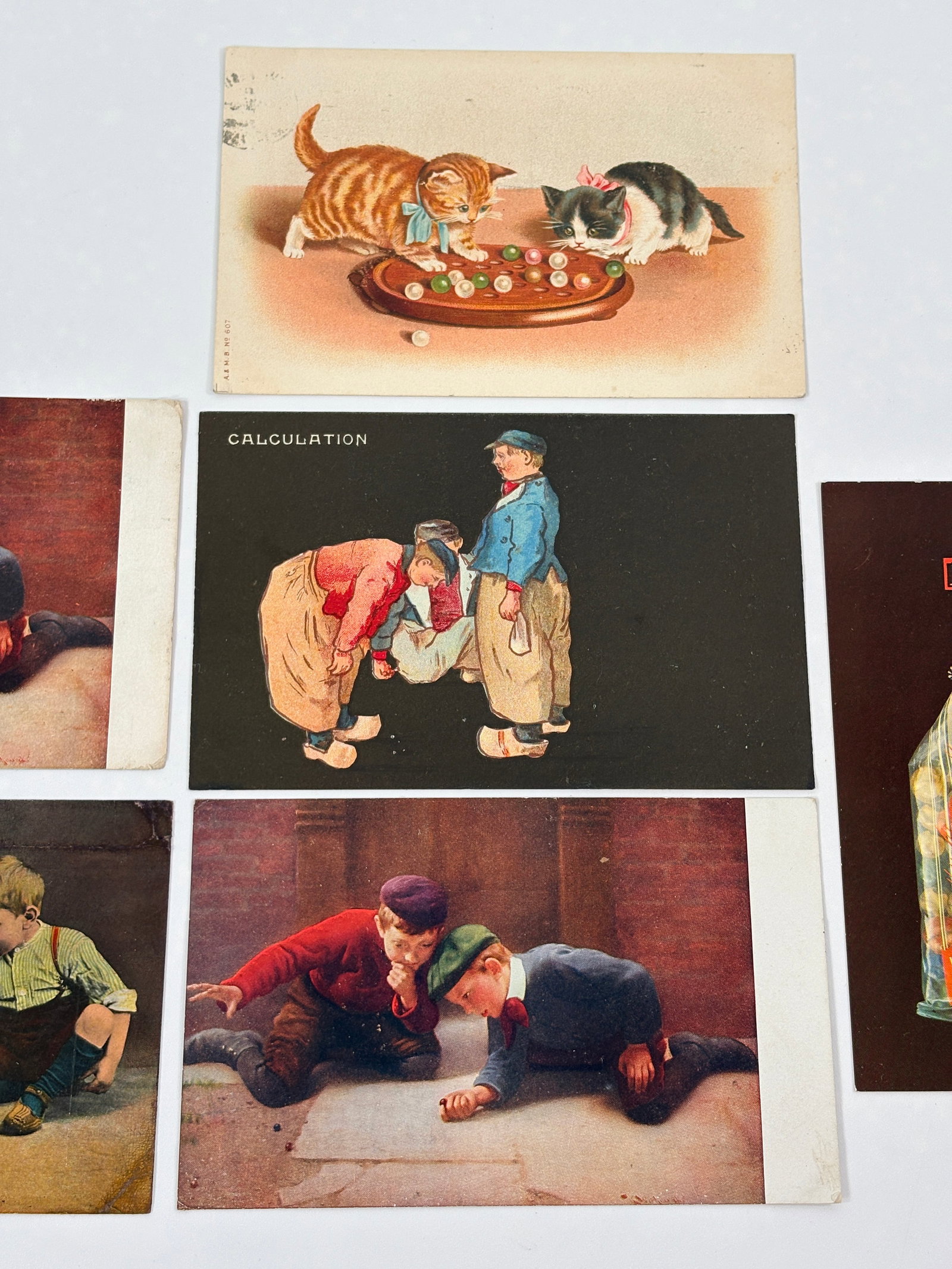 VARIOUS ANTIQUE MARBLE PLAYING POSTCARDS - 3