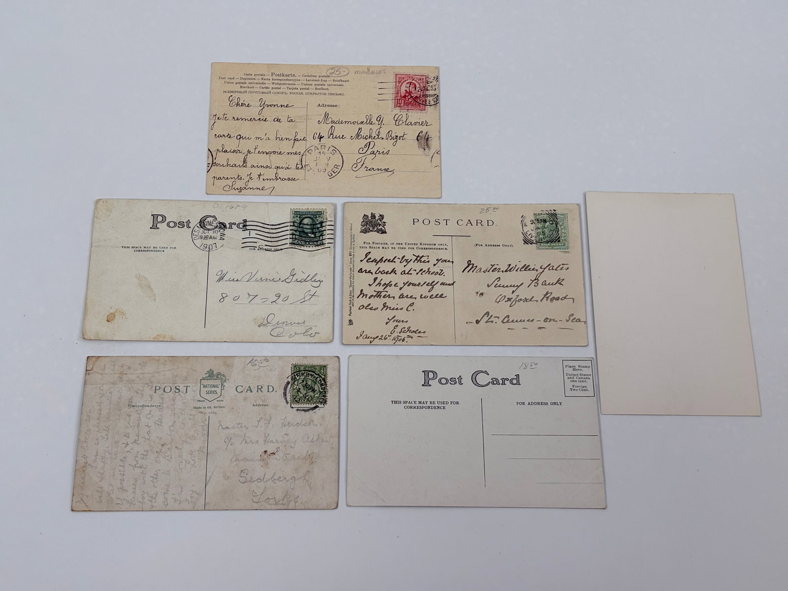 VARIOUS ANTIQUE MARBLE PLAYING POSTCARDS - 5