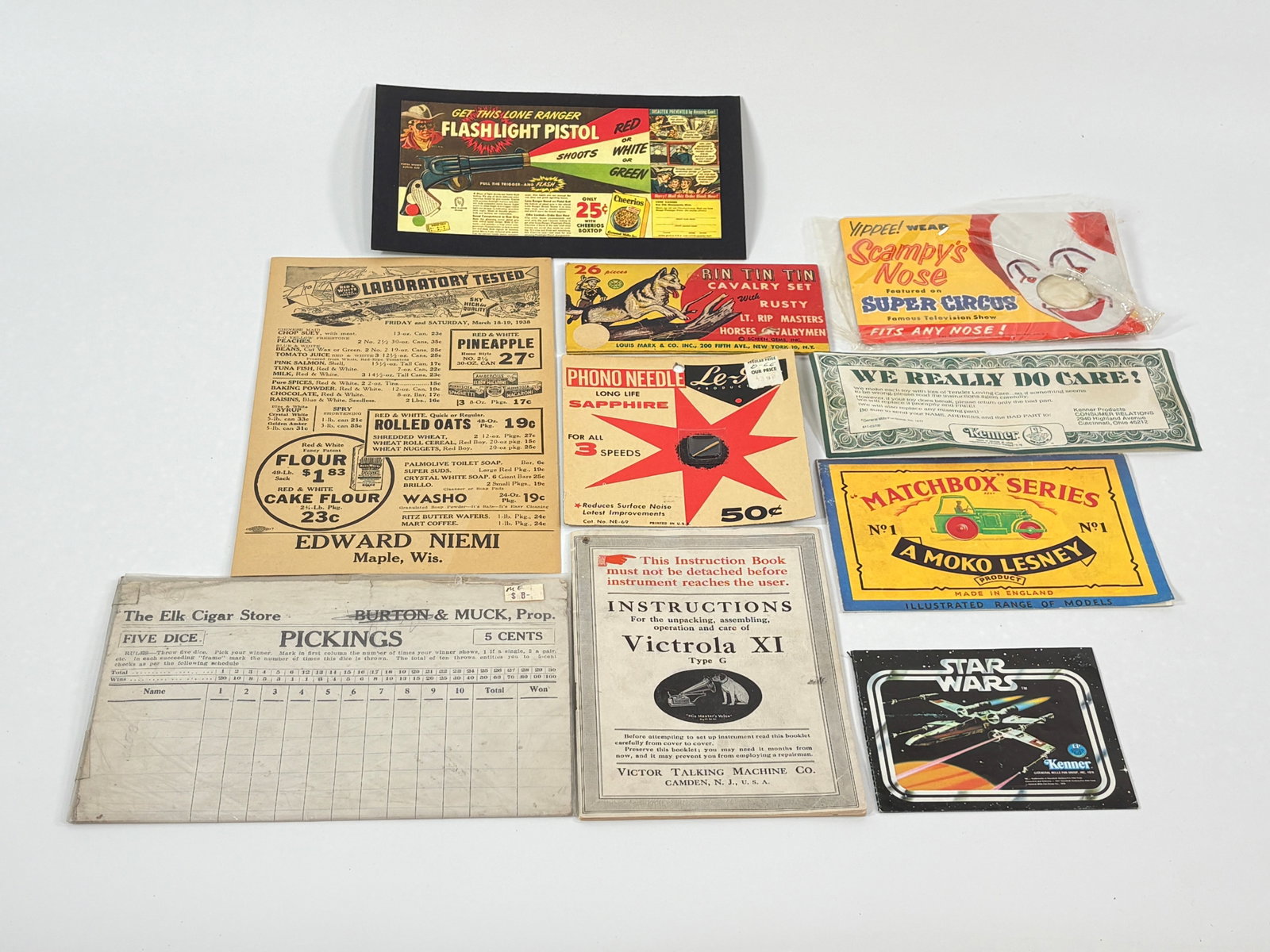 VARIOUS ADVERTISING EPHEMERA - MATCHBOX, STAR WARS, RIN TIN TIN (1 of 8)