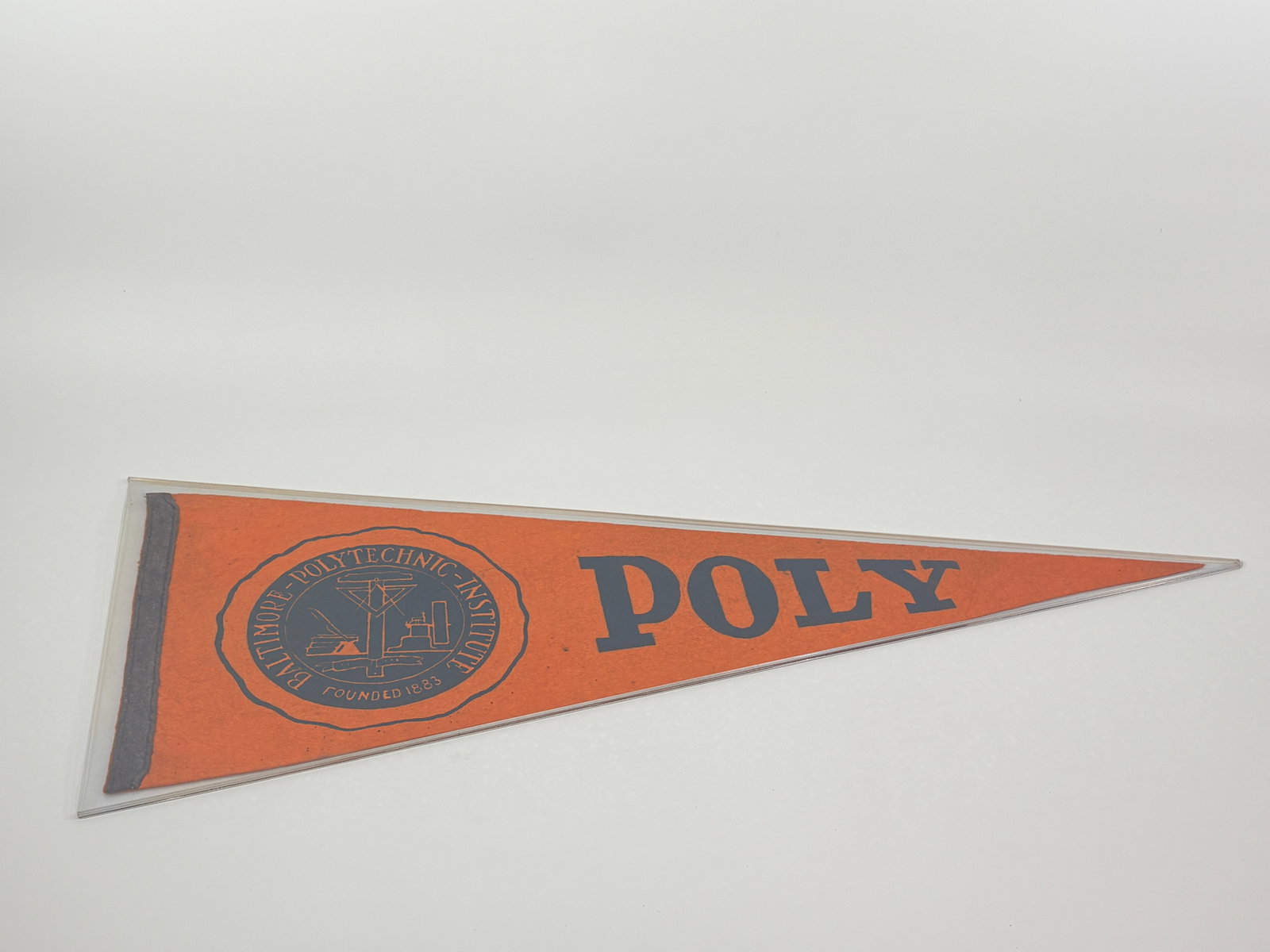 VINTAGE BALTIMORE POLYTECHNIC INSTITUTE FELT PENNANT: REMAINS IN GOOD CONDITION, SHOWING SOME SMALL HOLES.