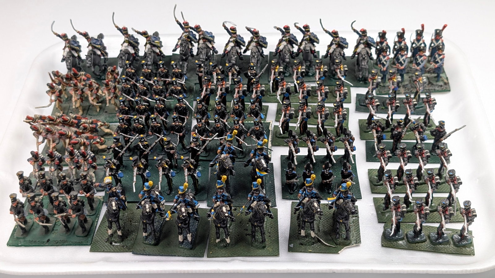 LARGE SELECTION HAND PAINT WARGAMING FIGURES: ALL REMAIN IN GOOD CONDITION, SOME SHOWING MORE WEAR THAN OTHERS.