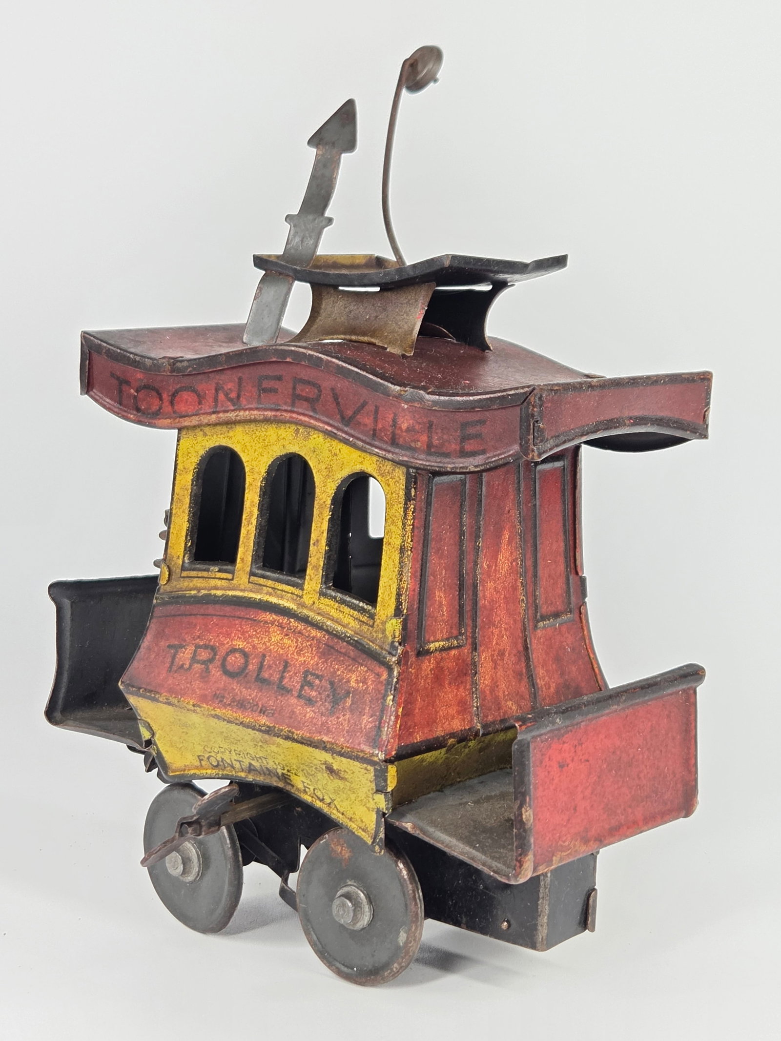 FONTAINE FOX TIN WIND UP TOONERVILLE TROLLEY - 2