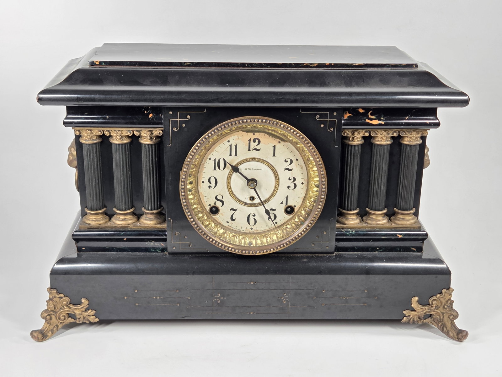 SETH THOMAS ARCHITECTURAL 6 COLUMN MANTEL CLOCK (1 of 5)